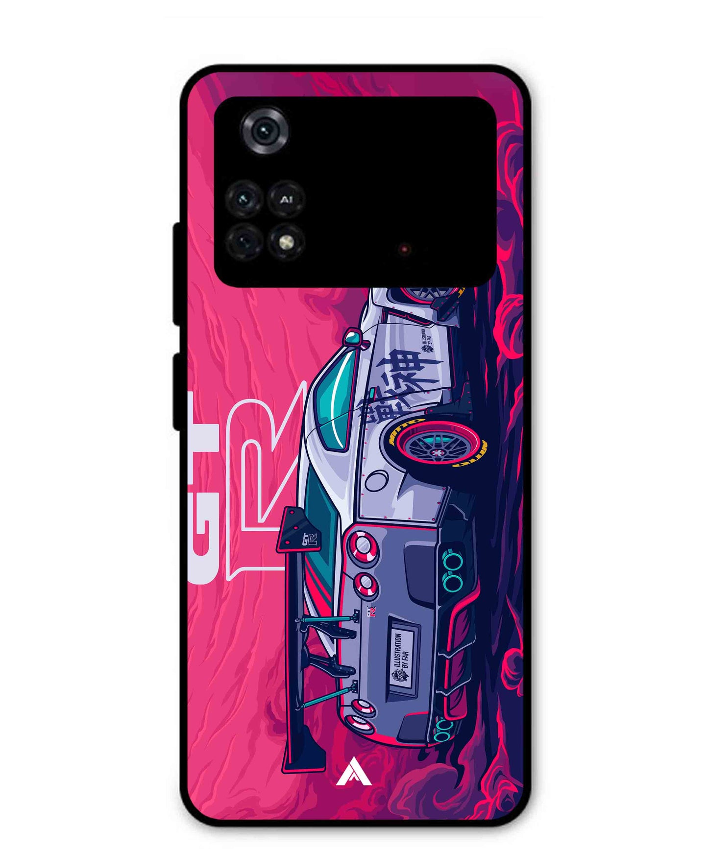 GTR Car Metal Back Cover Phone Case for Poco M4 Pro 4G