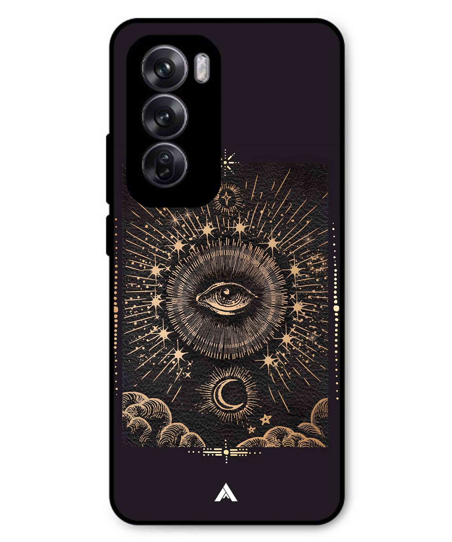 Illuminating Eye Metal Back Cover Phone Case for Oppo Reno 12 Pro