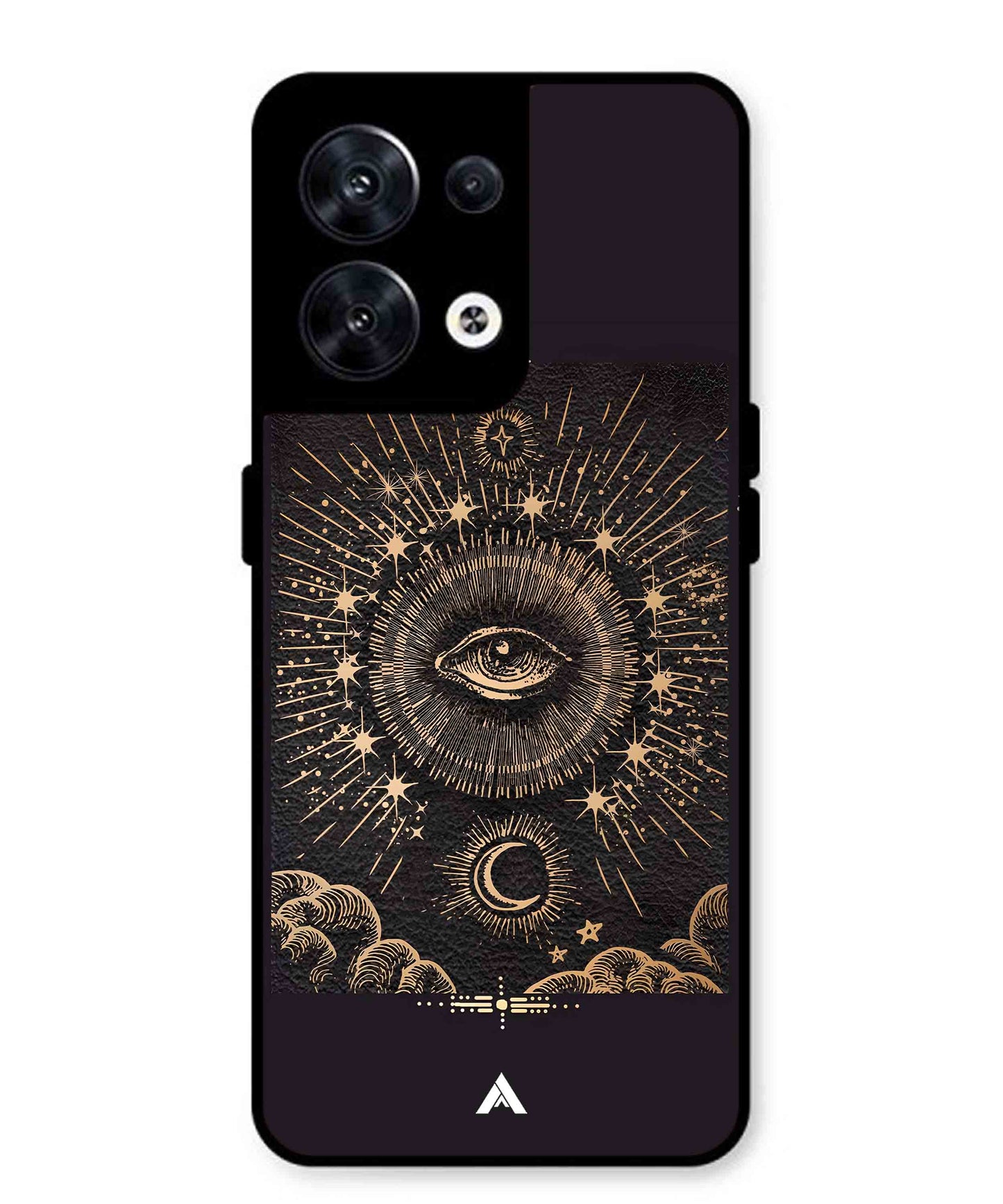 Illuminating Eye Metal Back Cover Phone Case for Oppo Reno 8