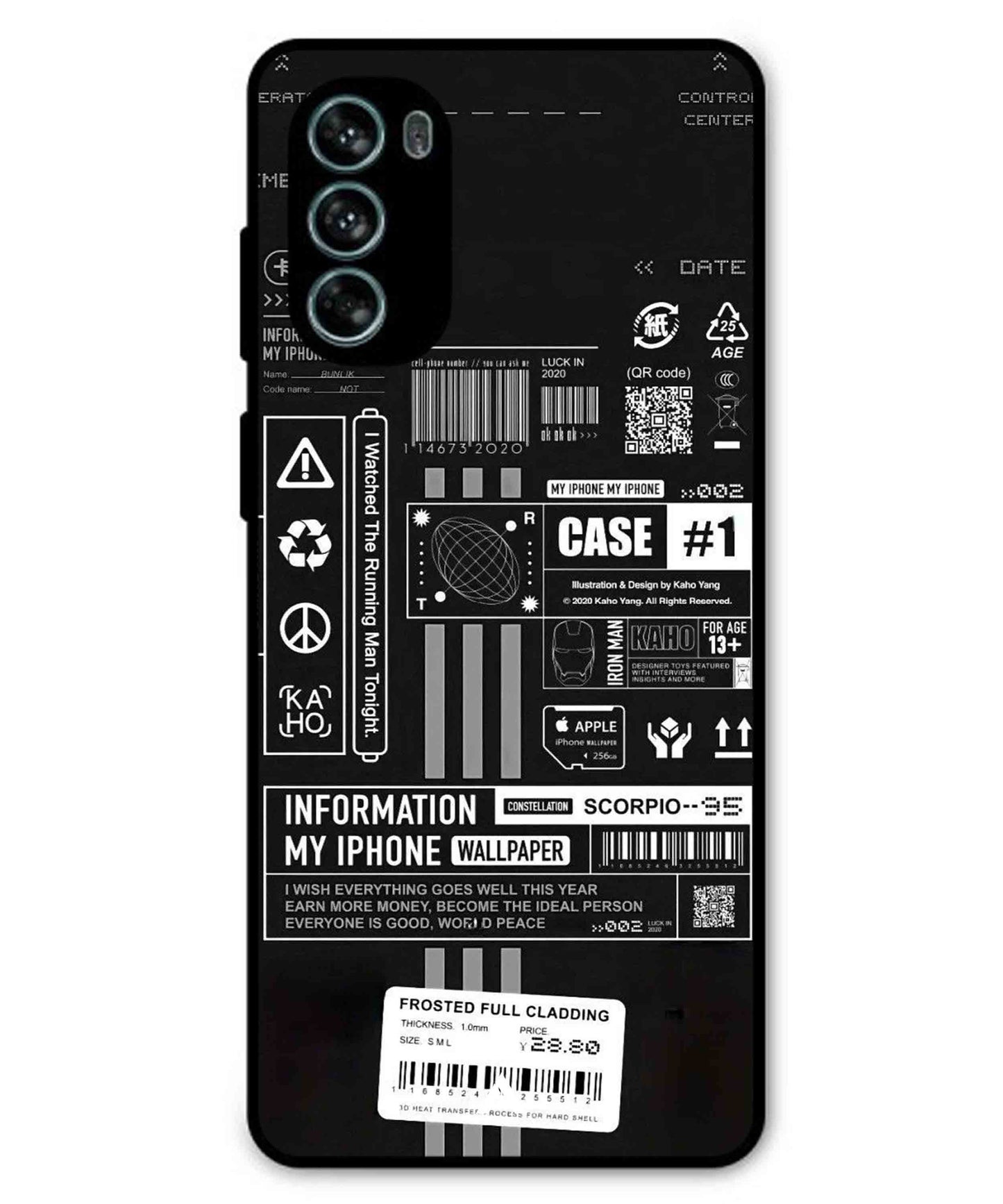 InfoGraph Aesthetic Metal Back Cover Phone Case for Moto G62