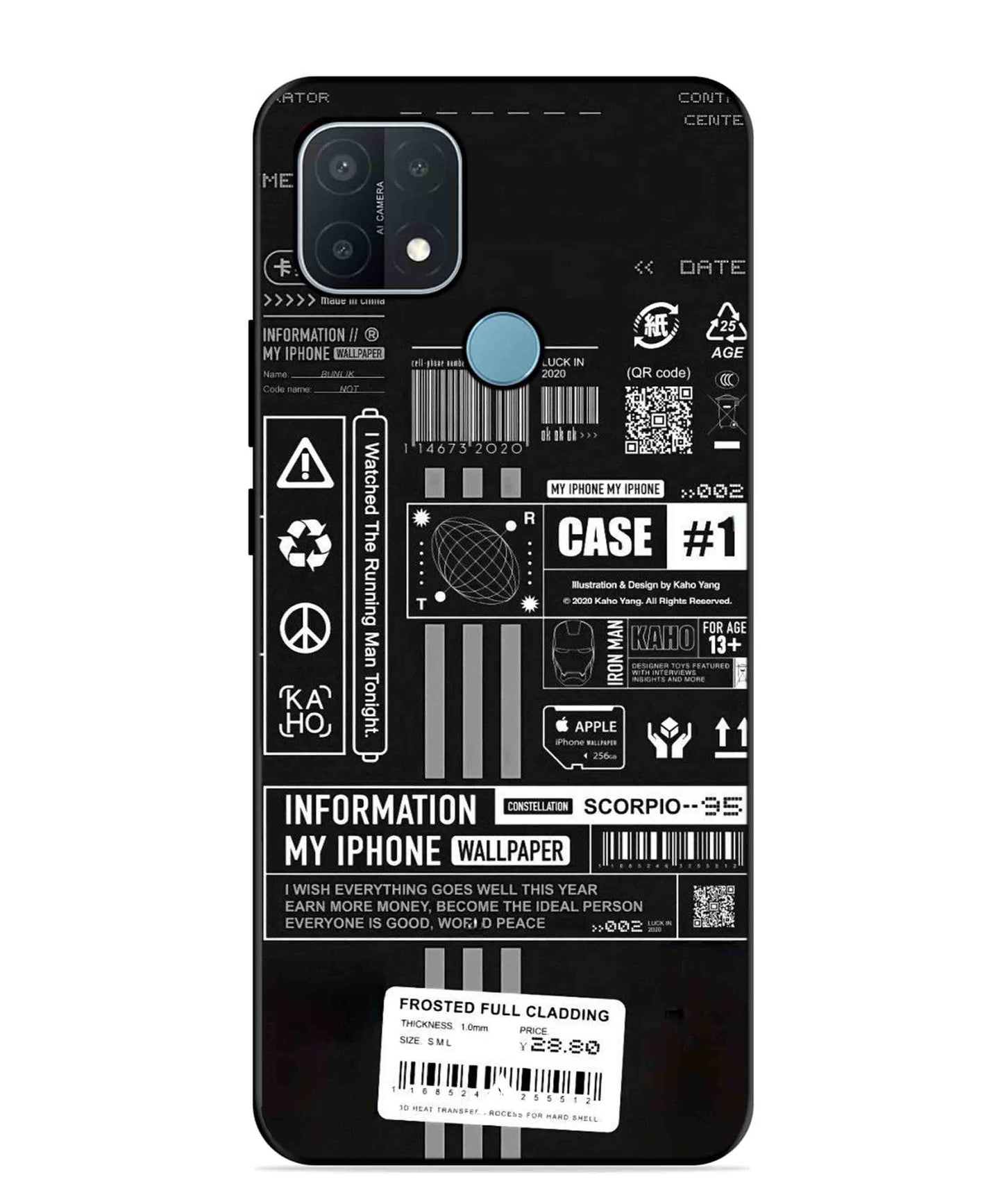 InfoGraph Aesthetic Metal Back Cover Phone Case for OPPO A15
