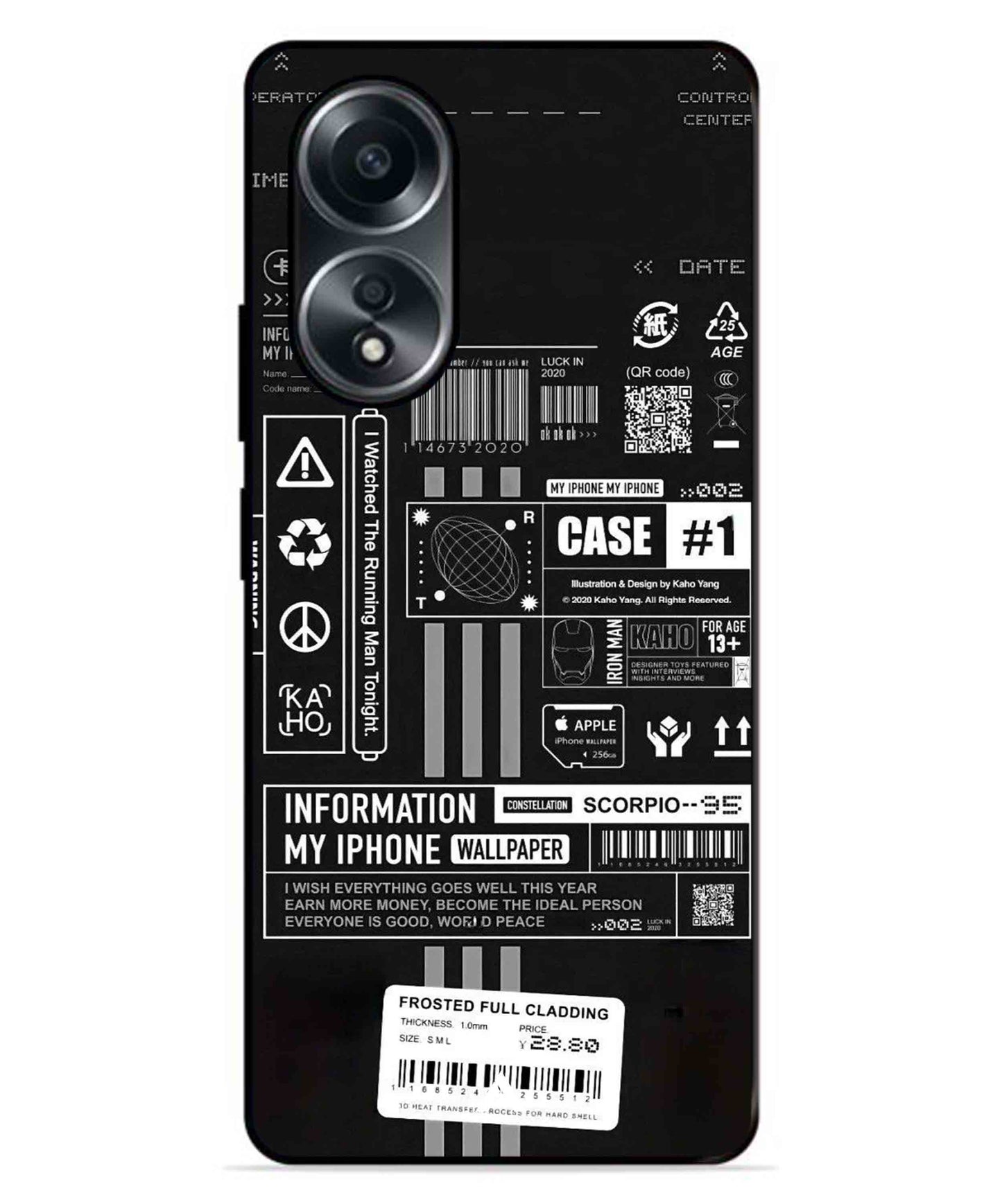 InfoGraph Aesthetic Metal Back Cover Phone Case for Oppo A78