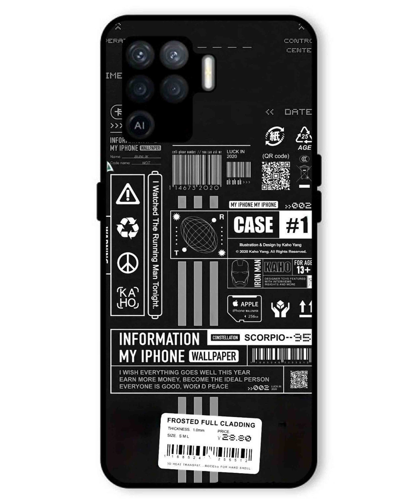 InfoGraph Aesthetic Metal Back Cover Phone Case for Oppo F19 Pro