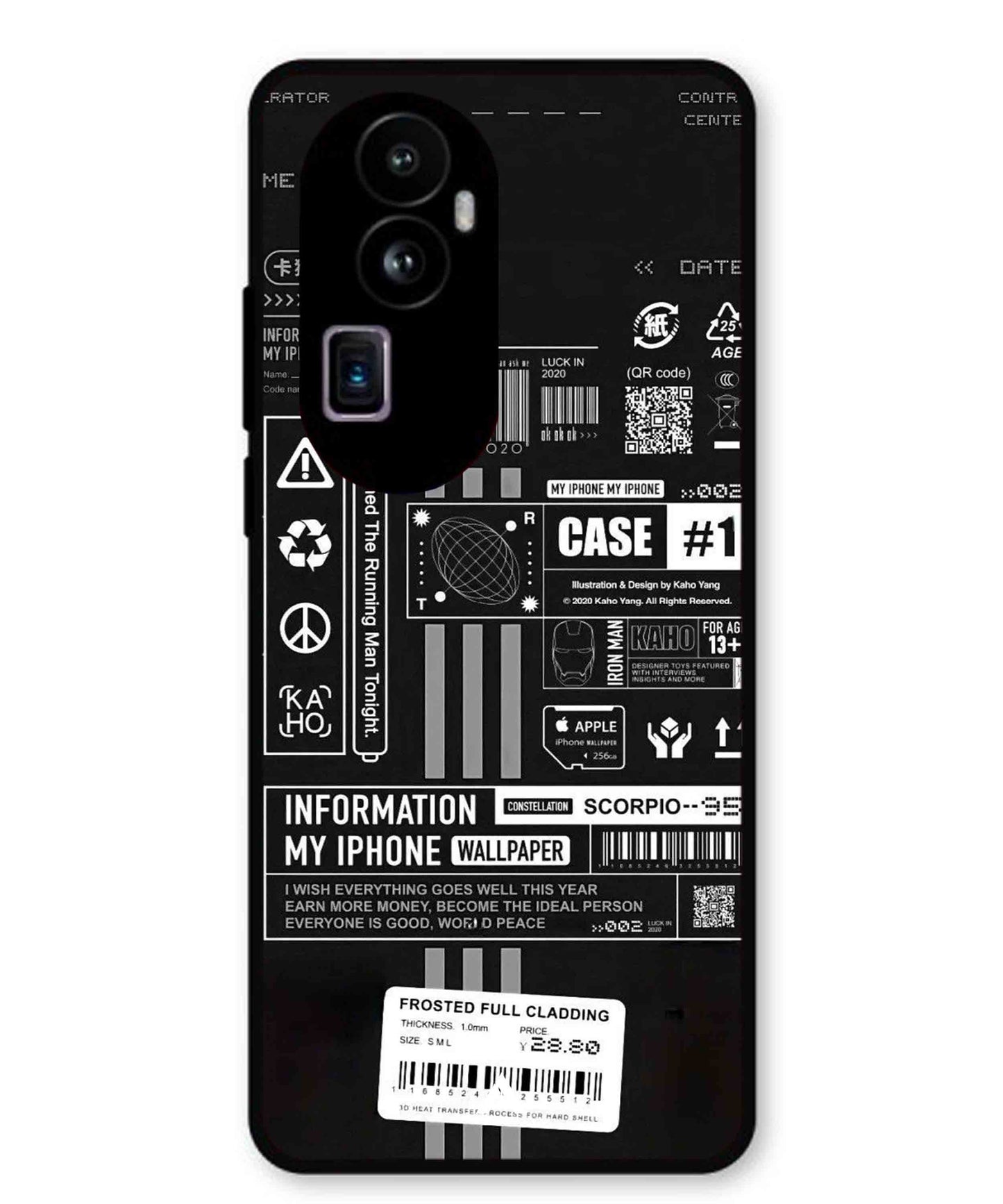 InfoGraph Aesthetic Metal Back Cover Phone Case for Oppo Reno 10 Pro Plus