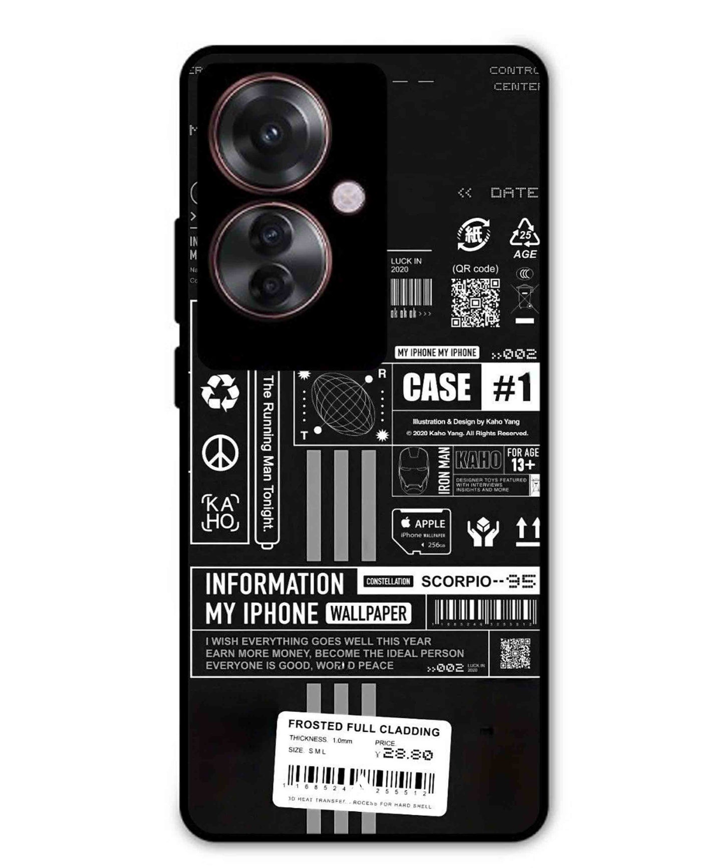 InfoGraph Aesthetic Metal Back Cover Phone Case for Oppo Reno 11F