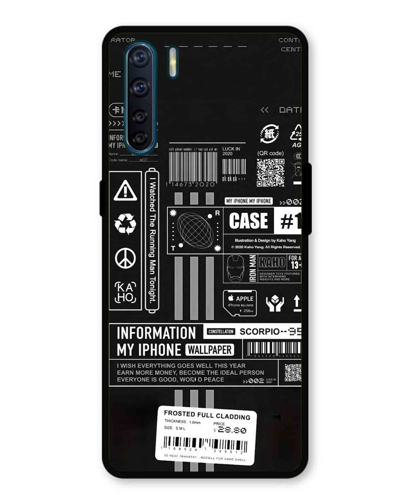 InfoGraph Aesthetic Metal Back Cover Phone Case for Oppo Reno 3