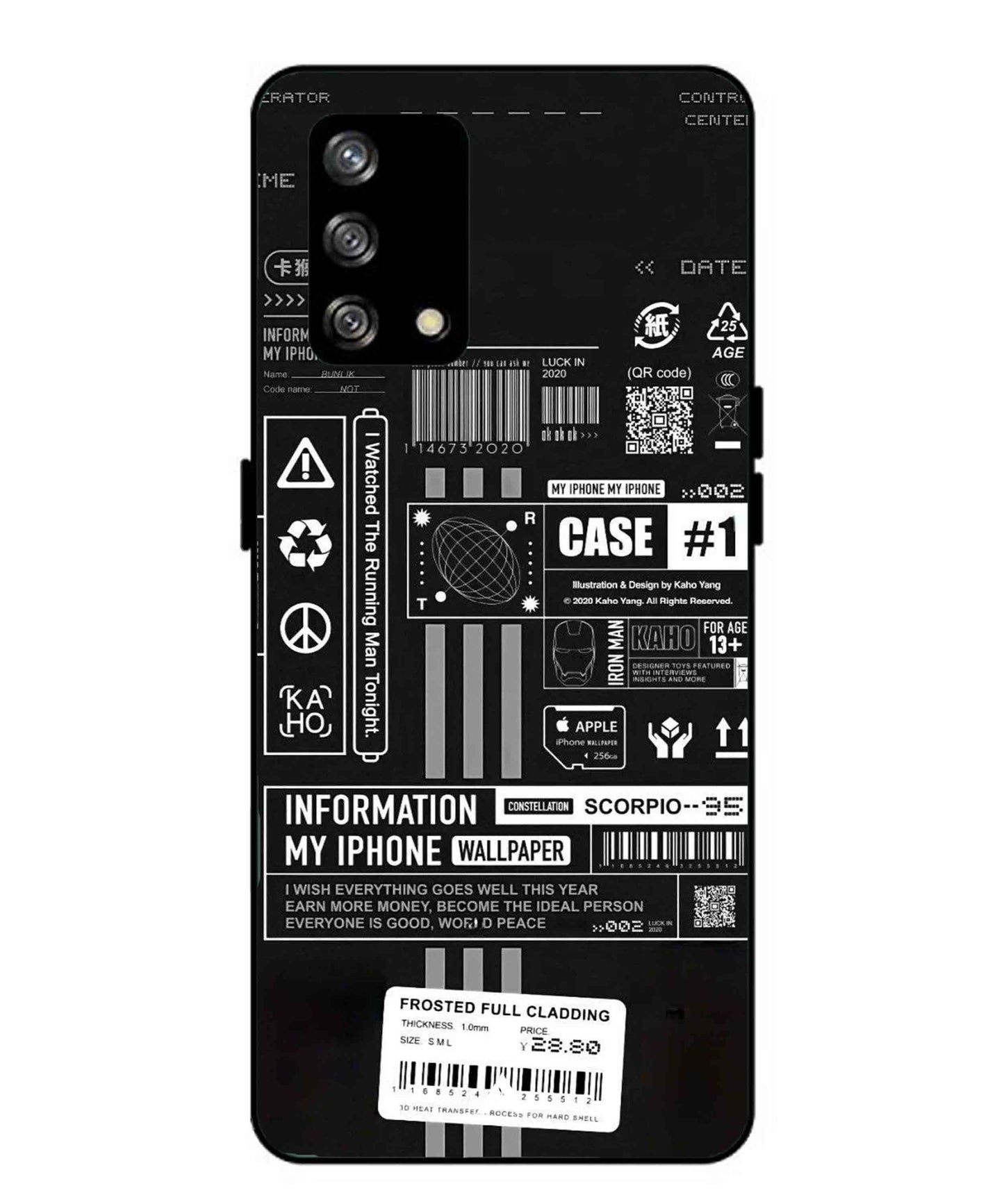 InfoGraph Aesthetic Metal Back Cover Phone Case for Oppo Reno 4F