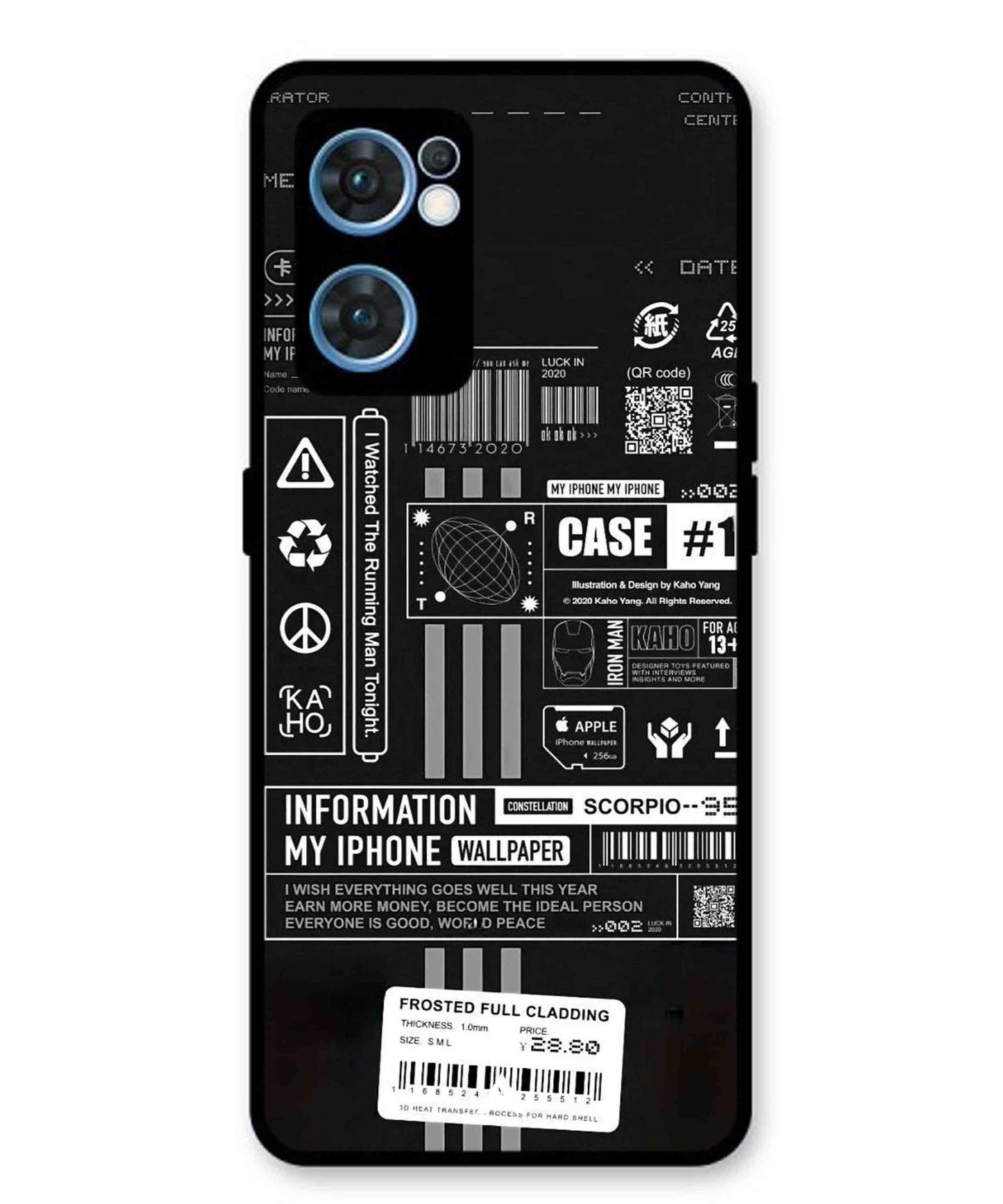 InfoGraph Aesthetic Metal Back Cover Phone Case for Oppo Reno 7 4G