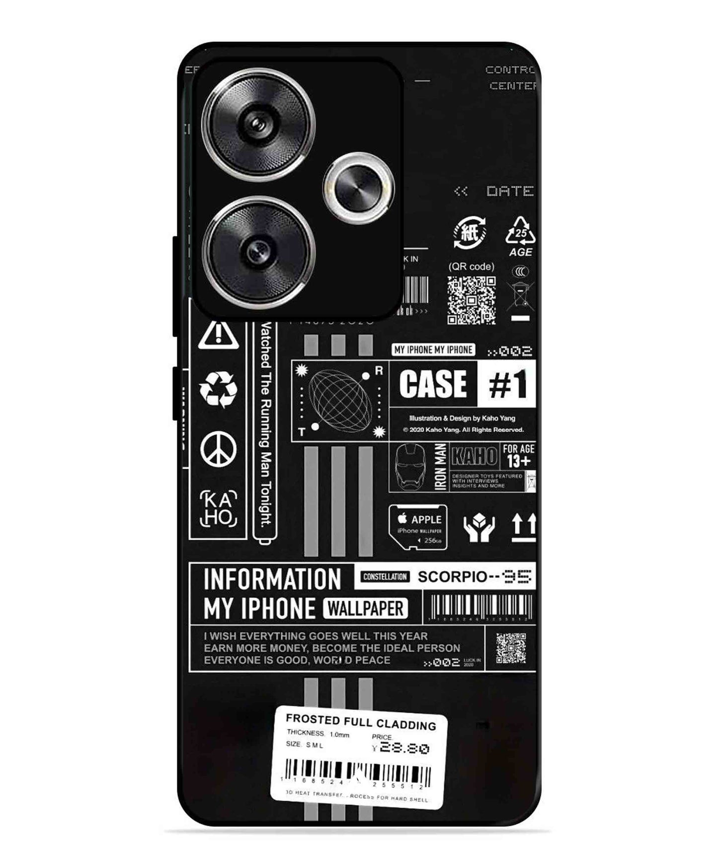 InfoGraph Aesthetic Metal Back Cover Phone Case for Poco F6