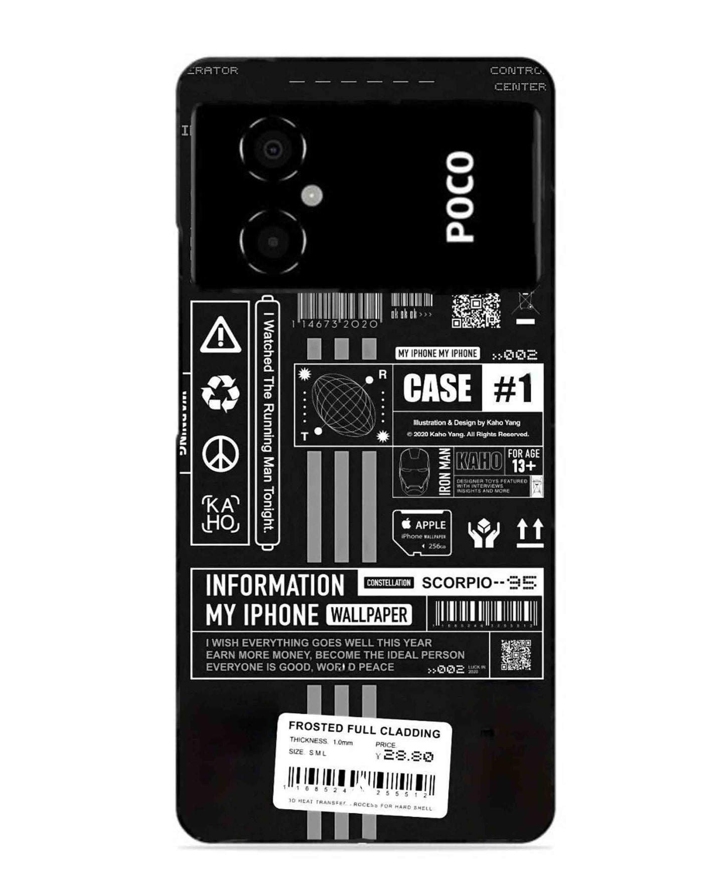 InfoGraph Aesthetic Metal Back Cover Phone Case for Poco M4 5G