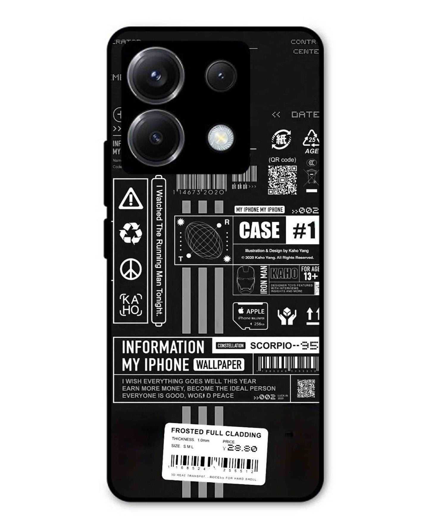 InfoGraph Aesthetic Metal Back Cover Phone Case for Poco X6
