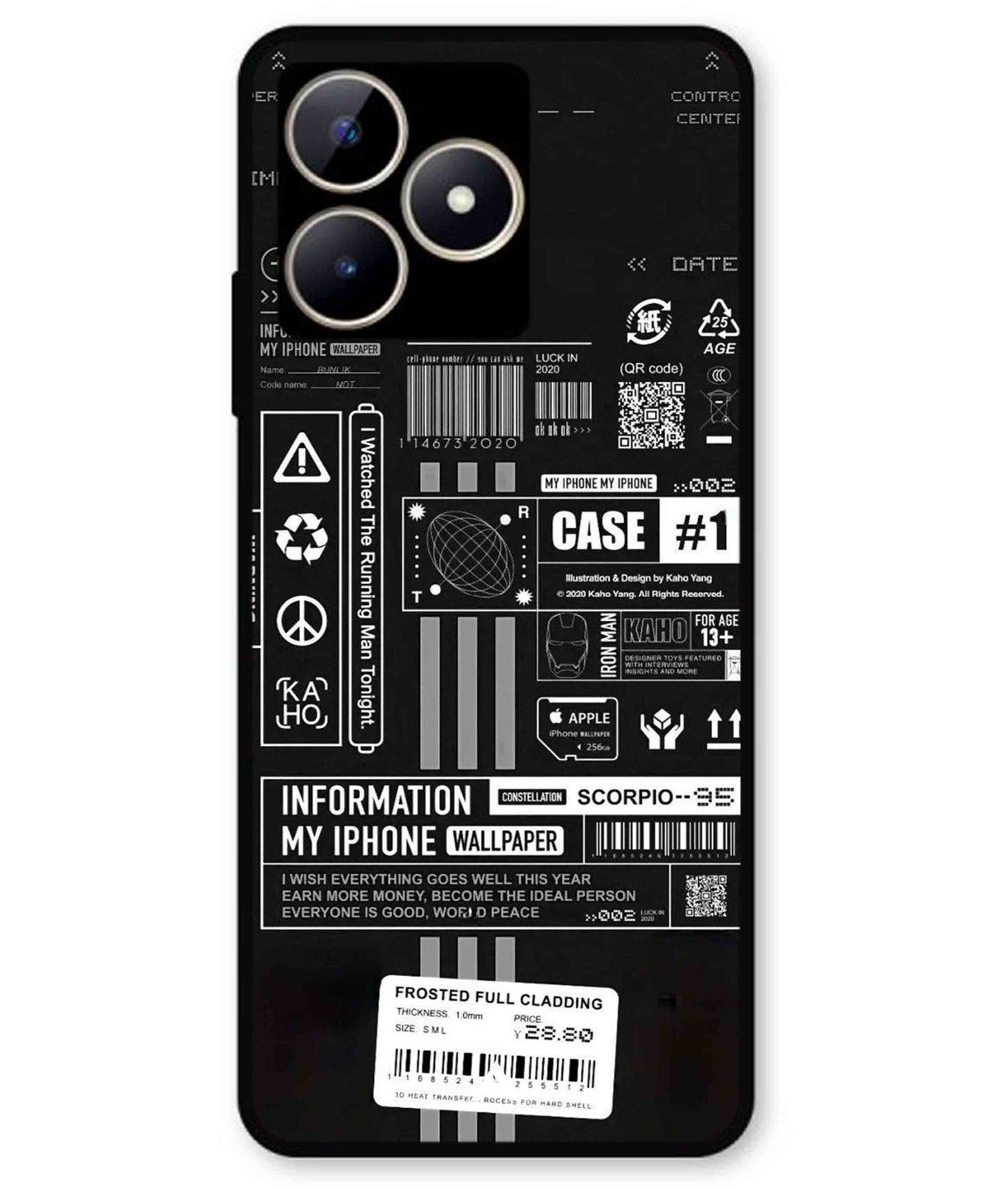 InfoGraph Aesthetic Metal Back Cover Phone Case for Realme C51