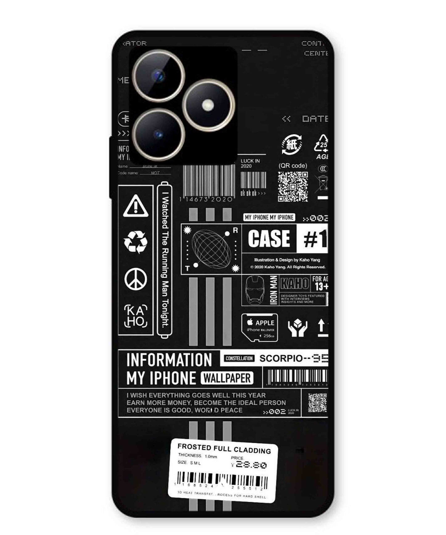InfoGraph Aesthetic Metal Back Cover Phone Case for Realme Narzo N53