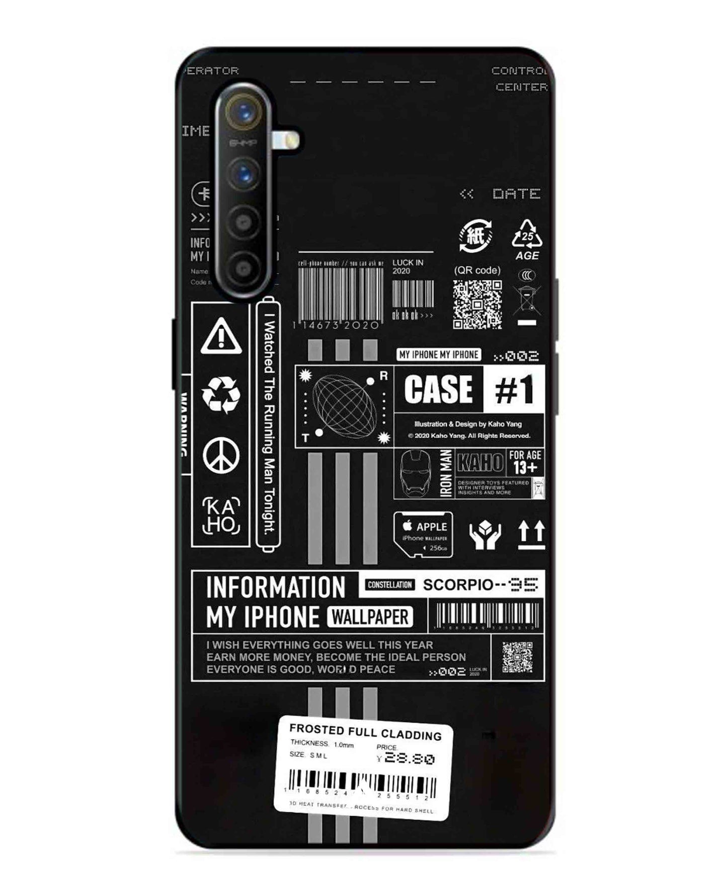 InfoGraph Aesthetic Metal Back Cover Phone Case for Realme XT
