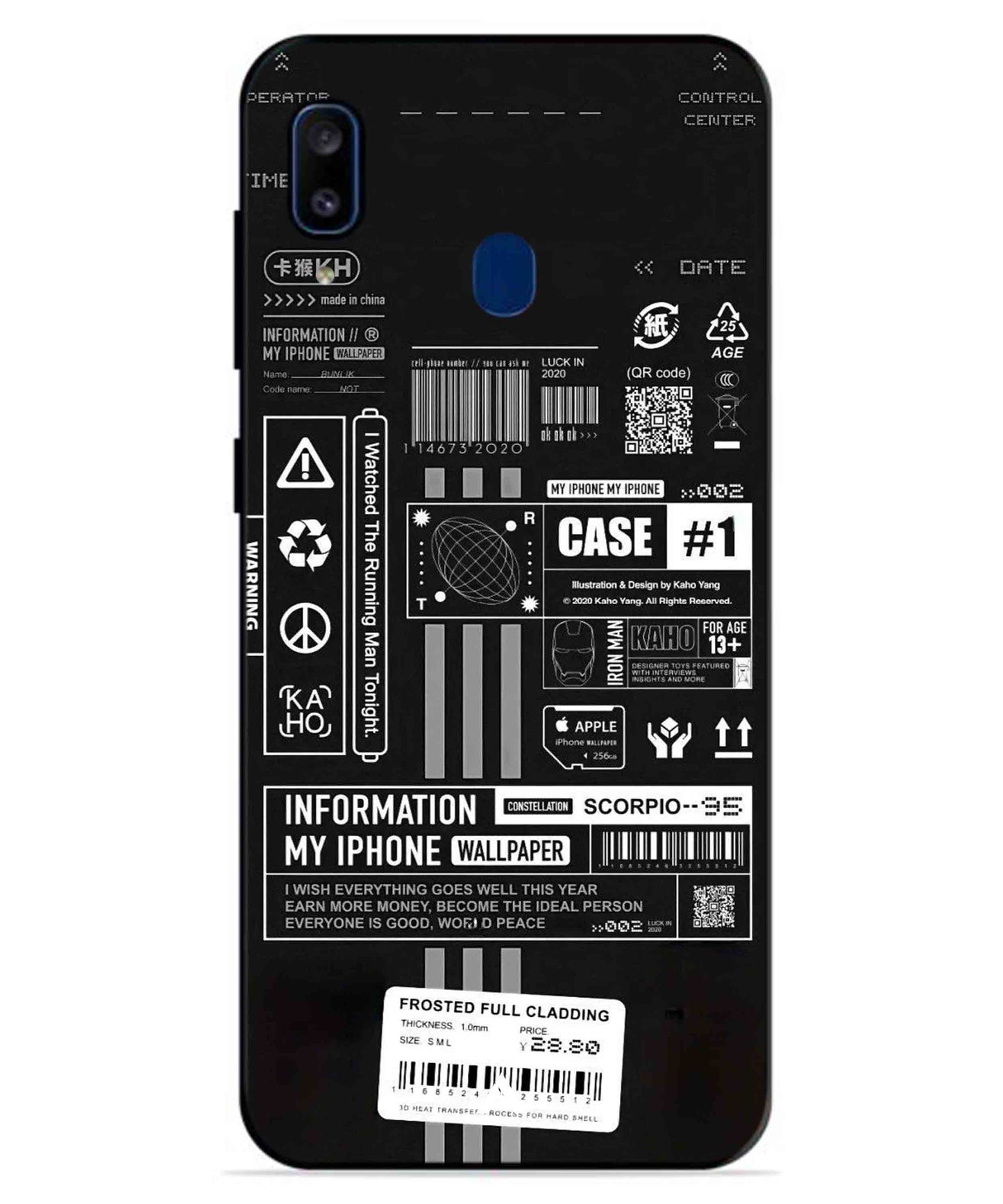 InfoGraph Aesthetic Metal Back Cover Phone Case for Samsung Galaxy A20