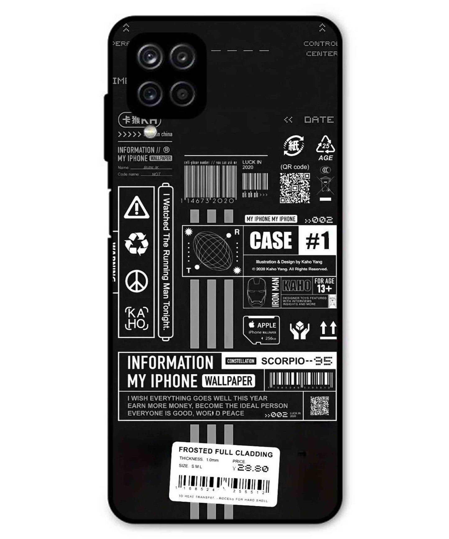 InfoGraph Aesthetic Metal Back Cover Phone Case for Samsung Galaxy A22 4G