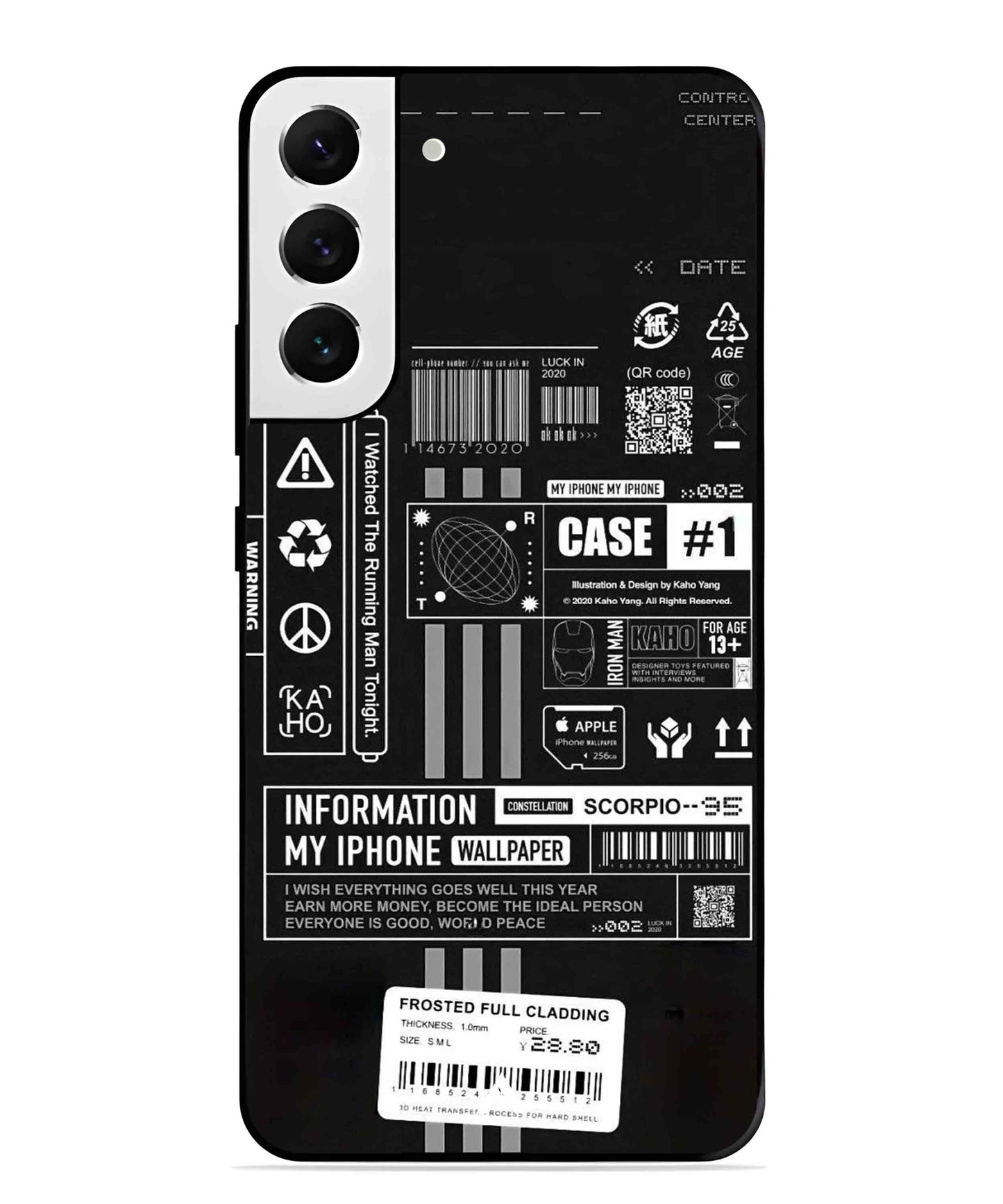 InfoGraph Aesthetic Metal Back Cover Phone Case for Samsung Galaxy S22 Plus