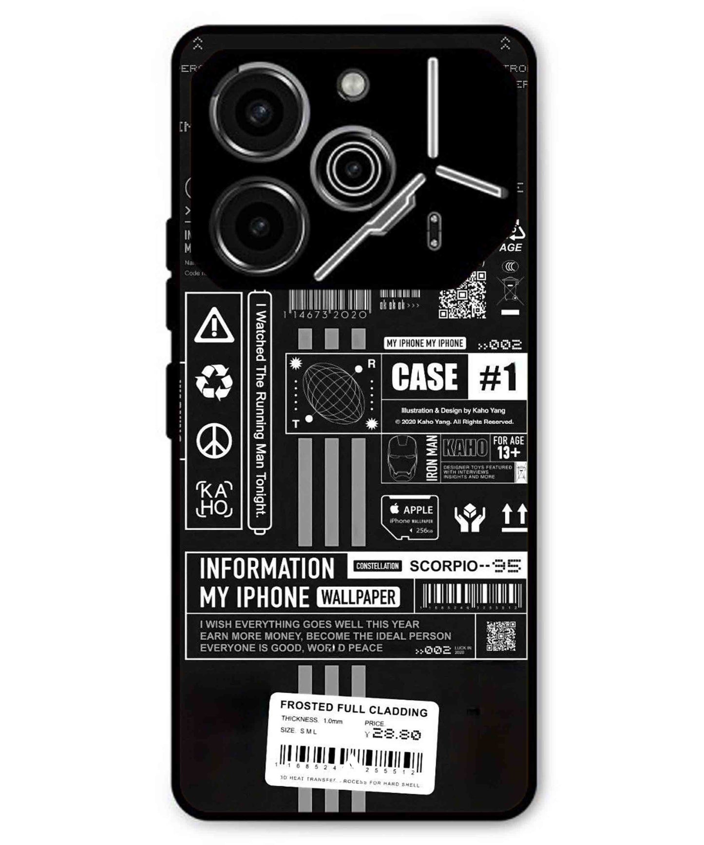 InfoGraph Aesthetic Metal Back Cover Phone Case for Tecno Pova 6