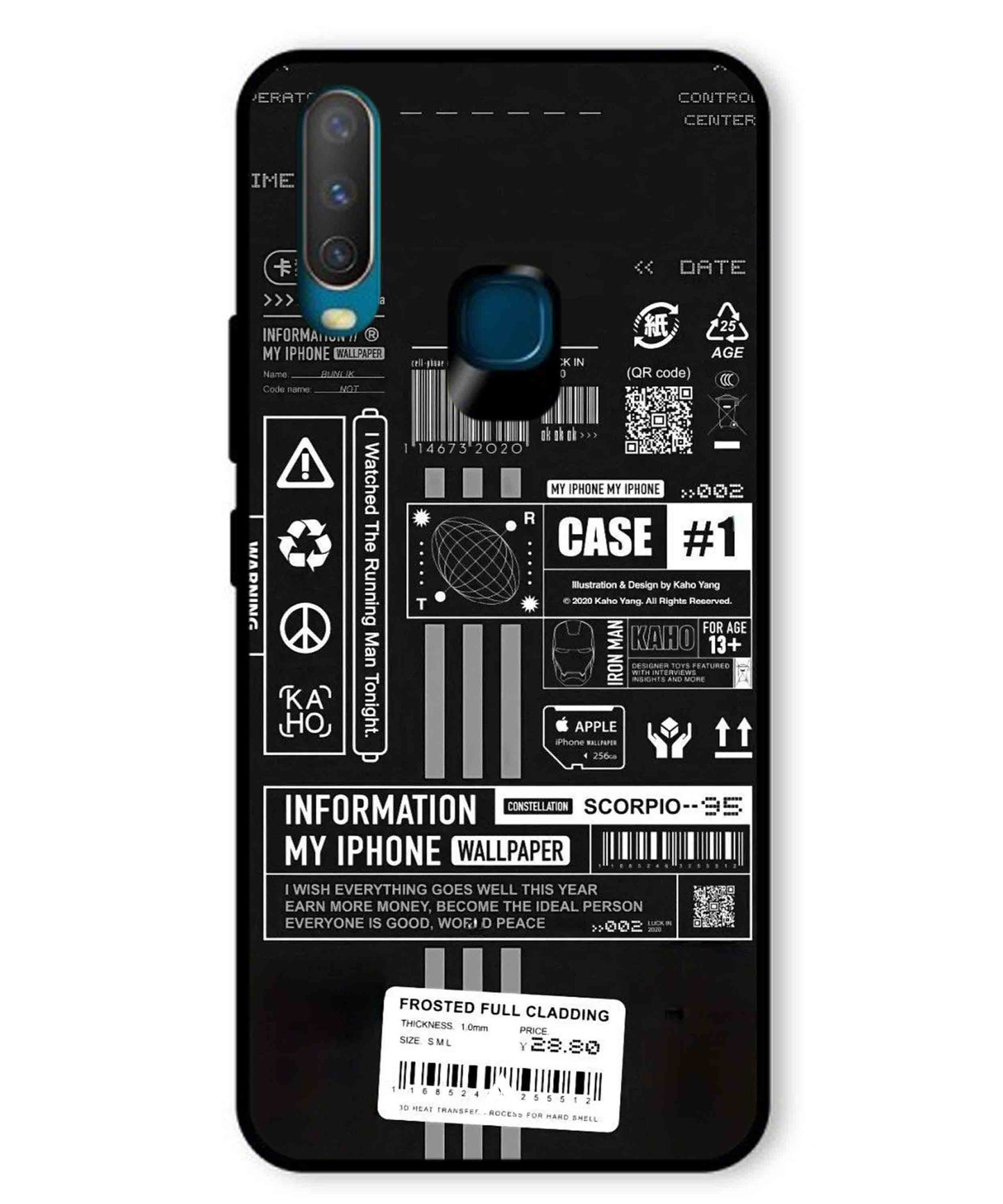 InfoGraph Aesthetic Metal Back Cover Phone Case for Vivo U10