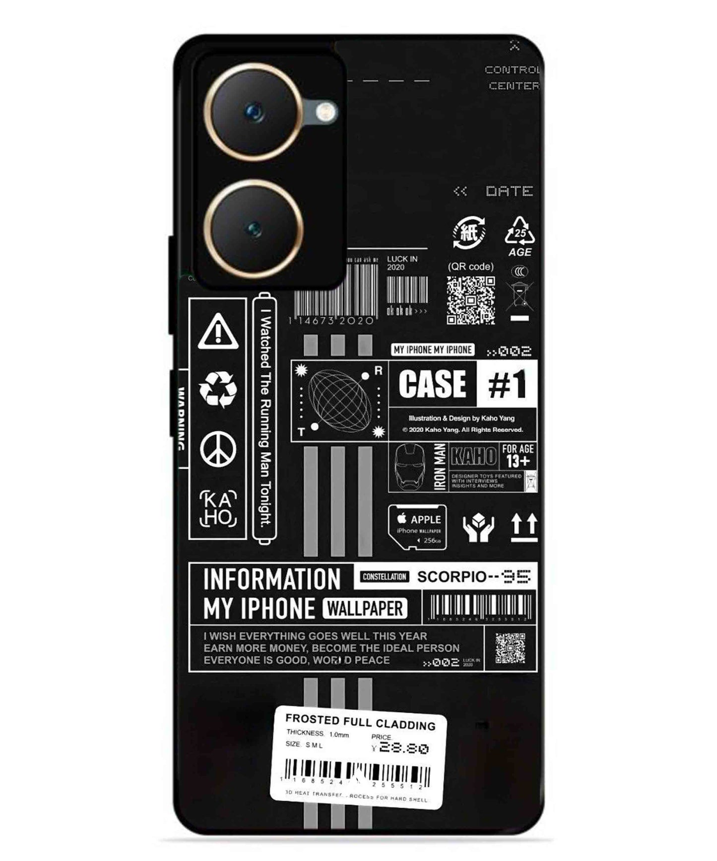 InfoGraph Aesthetic Metal Back Cover Phone Case for Vivo Y18
