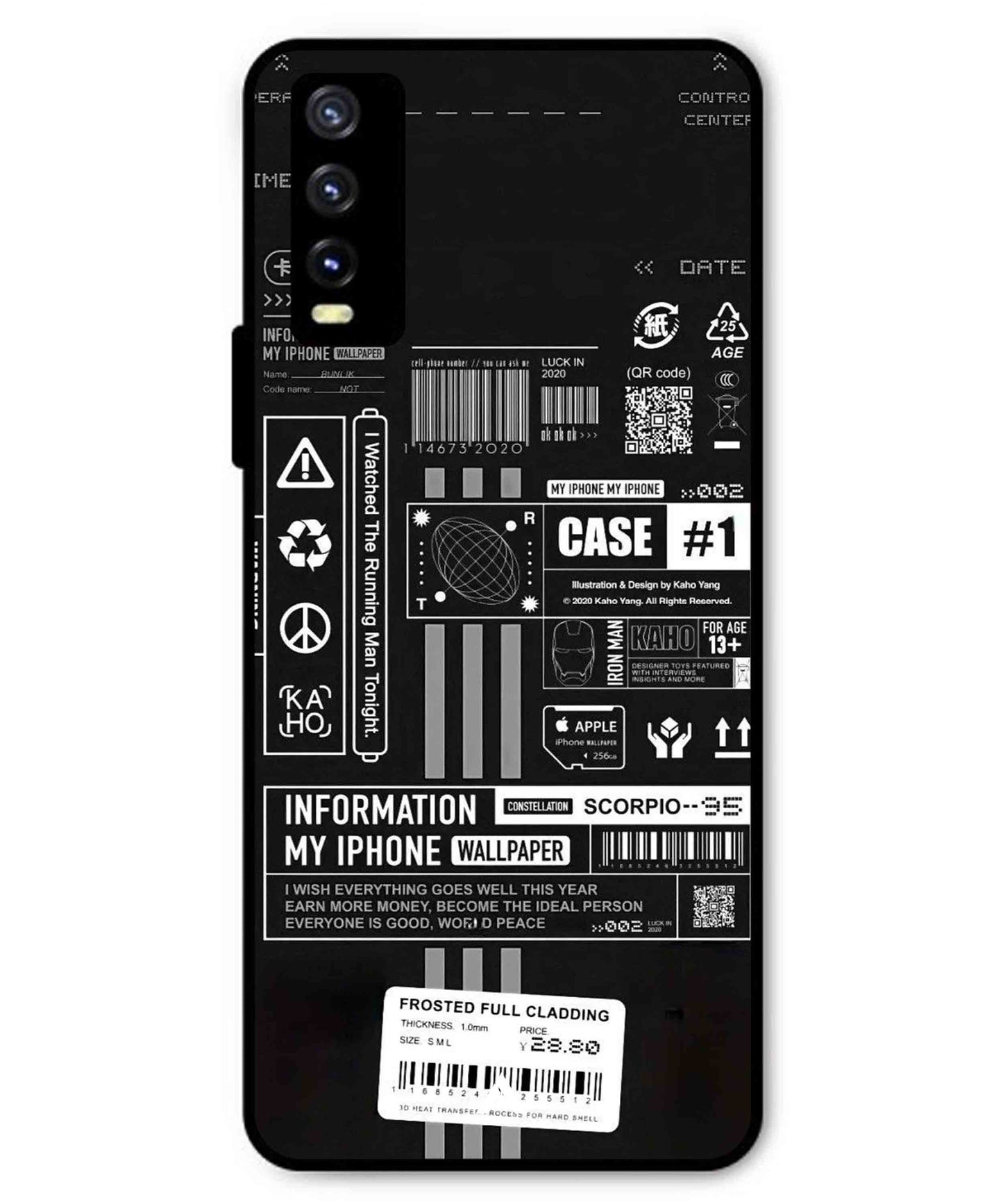 InfoGraph Aesthetic Metal Back Cover Phone Case for Vivo Y20i