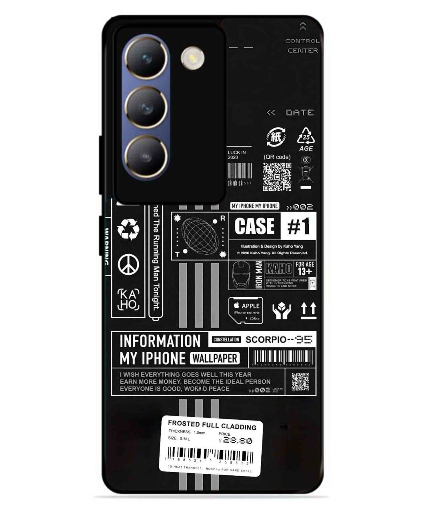 InfoGraph Aesthetic Metal Back Cover Phone Case for Vivo v30 Lite