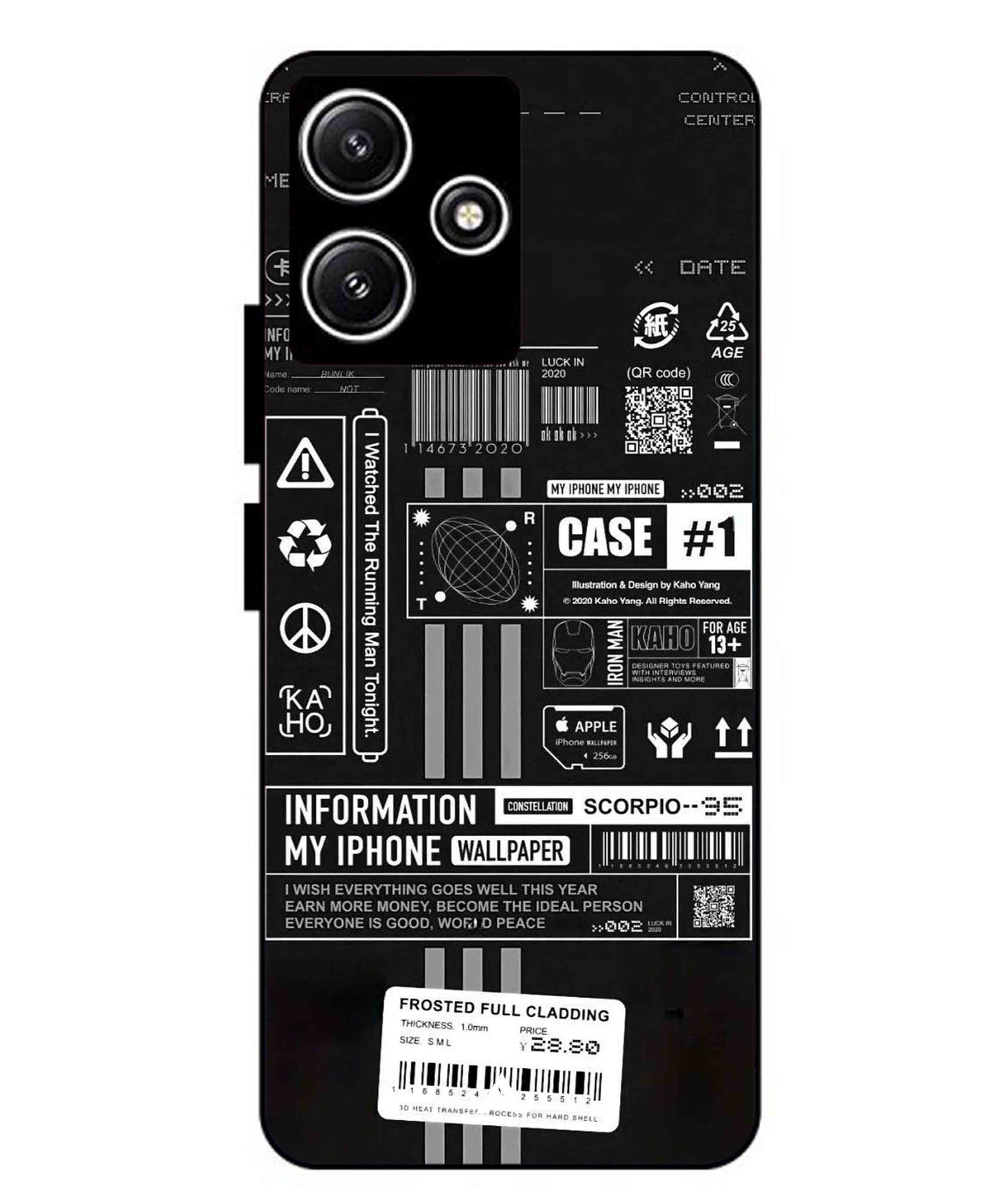 InfoGraph Aesthetic Metal Back Cover Phone Case for Xiaomi Redmi 12 5G