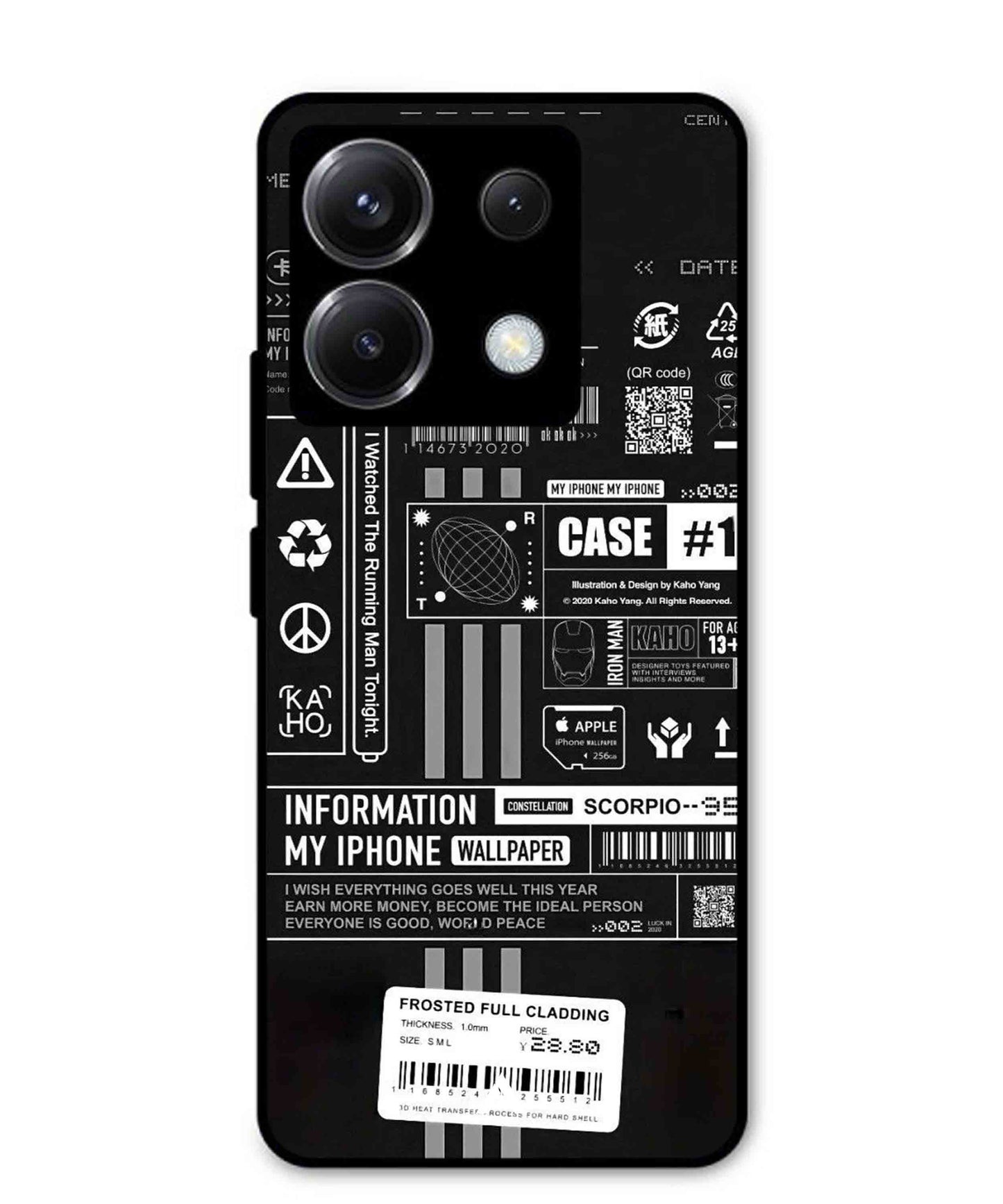 InfoGraph Aesthetic Metal Back Cover Phone Case for Xiaomi Redmi Note 13 Pro