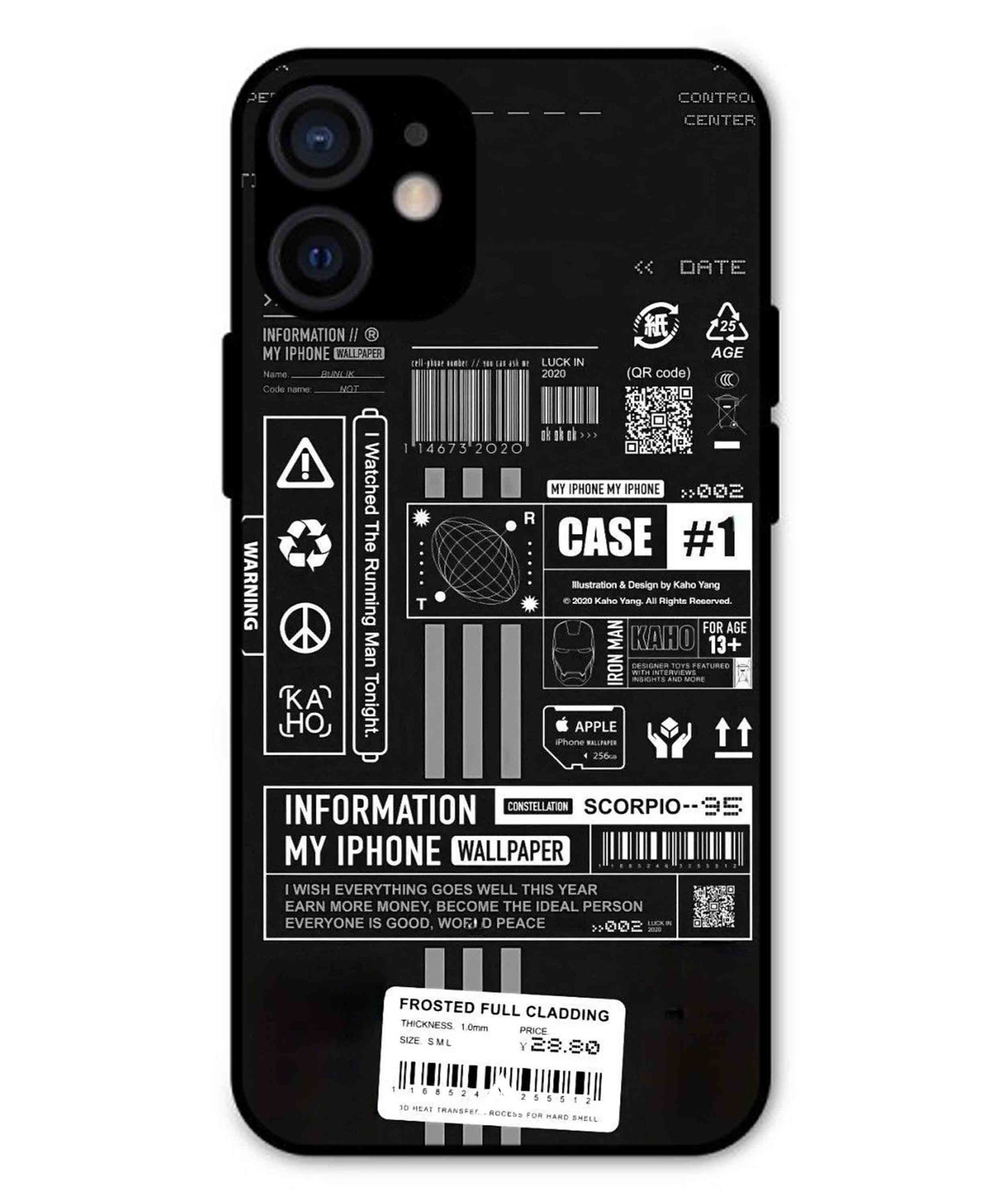 InfoGraph Aesthetic Metal Back Cover Phone Case for iPhone 13 Mini