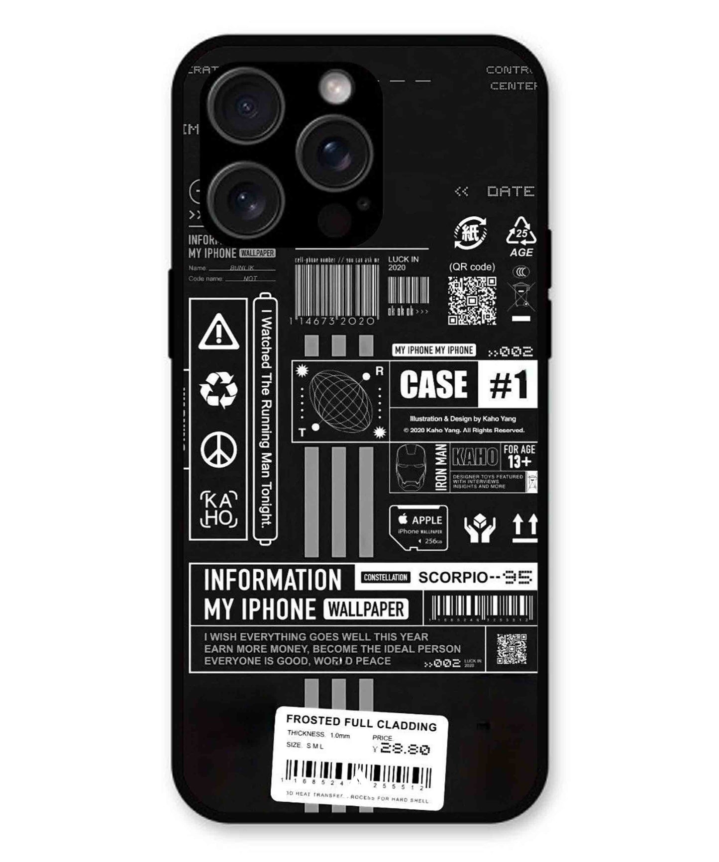 InfoGraph Aesthetic Metal Back Cover Phone Case for iPhone 14 Pro Max
