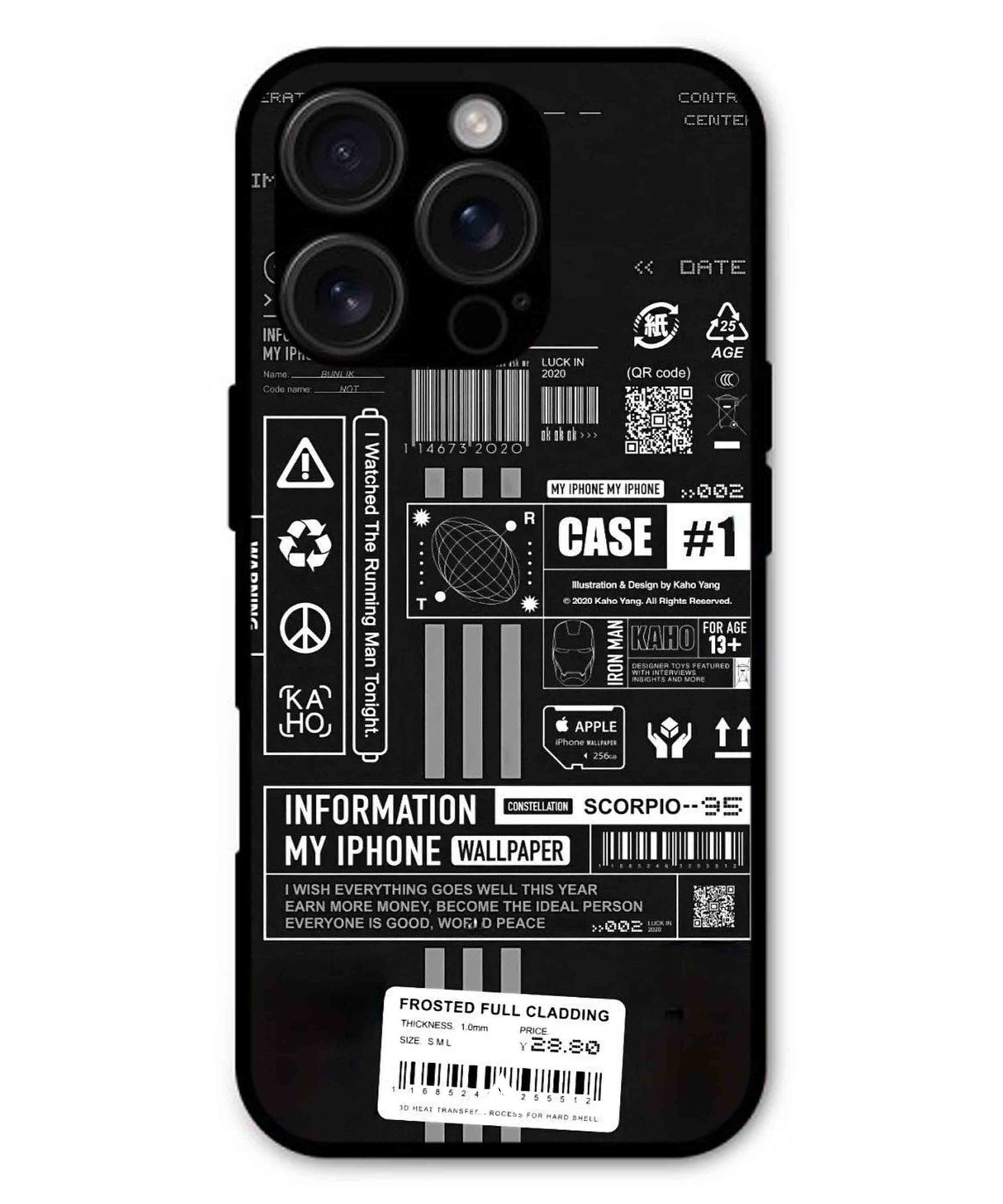 InfoGraph Aesthetic Metal Back Cover Phone Case for iPhone 15 Pro