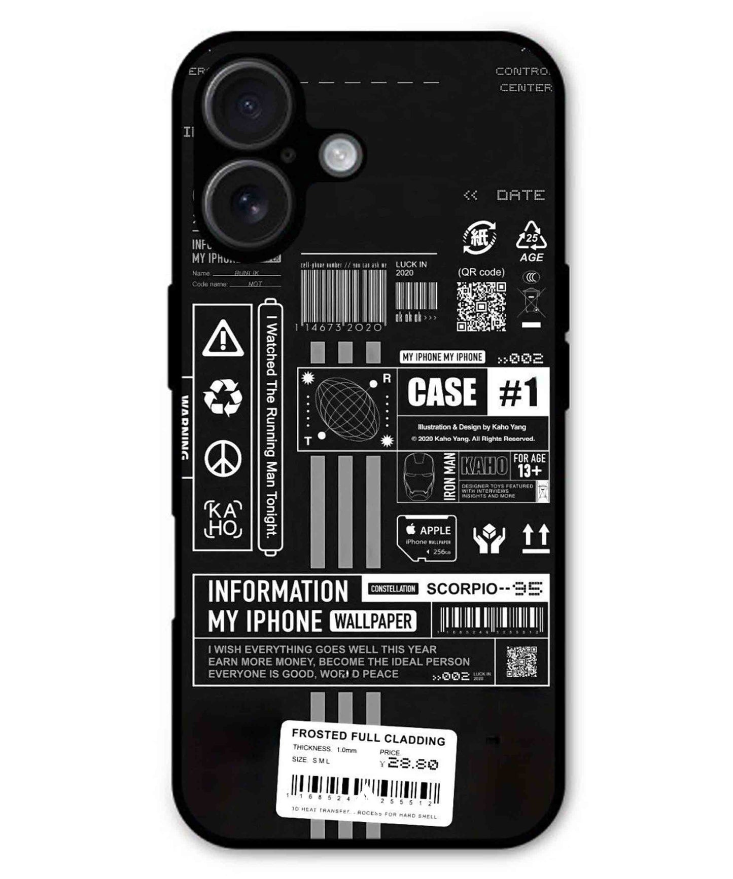 InfoGraph Aesthetic Metal Back Cover Phone Case for iPhone 16 Plus