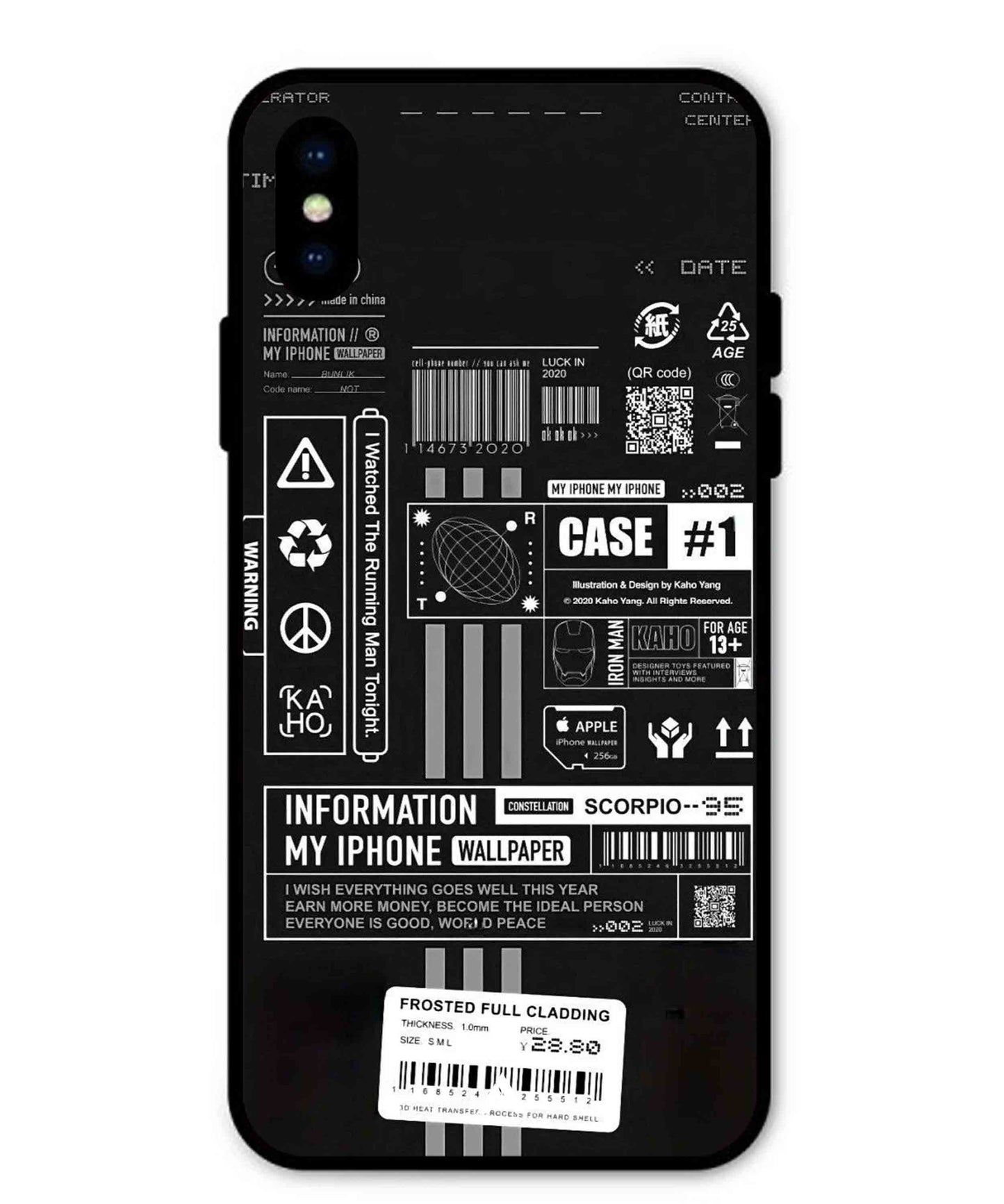 InfoGraph Aesthetic Metal Back Cover Phone Case for iPhone X