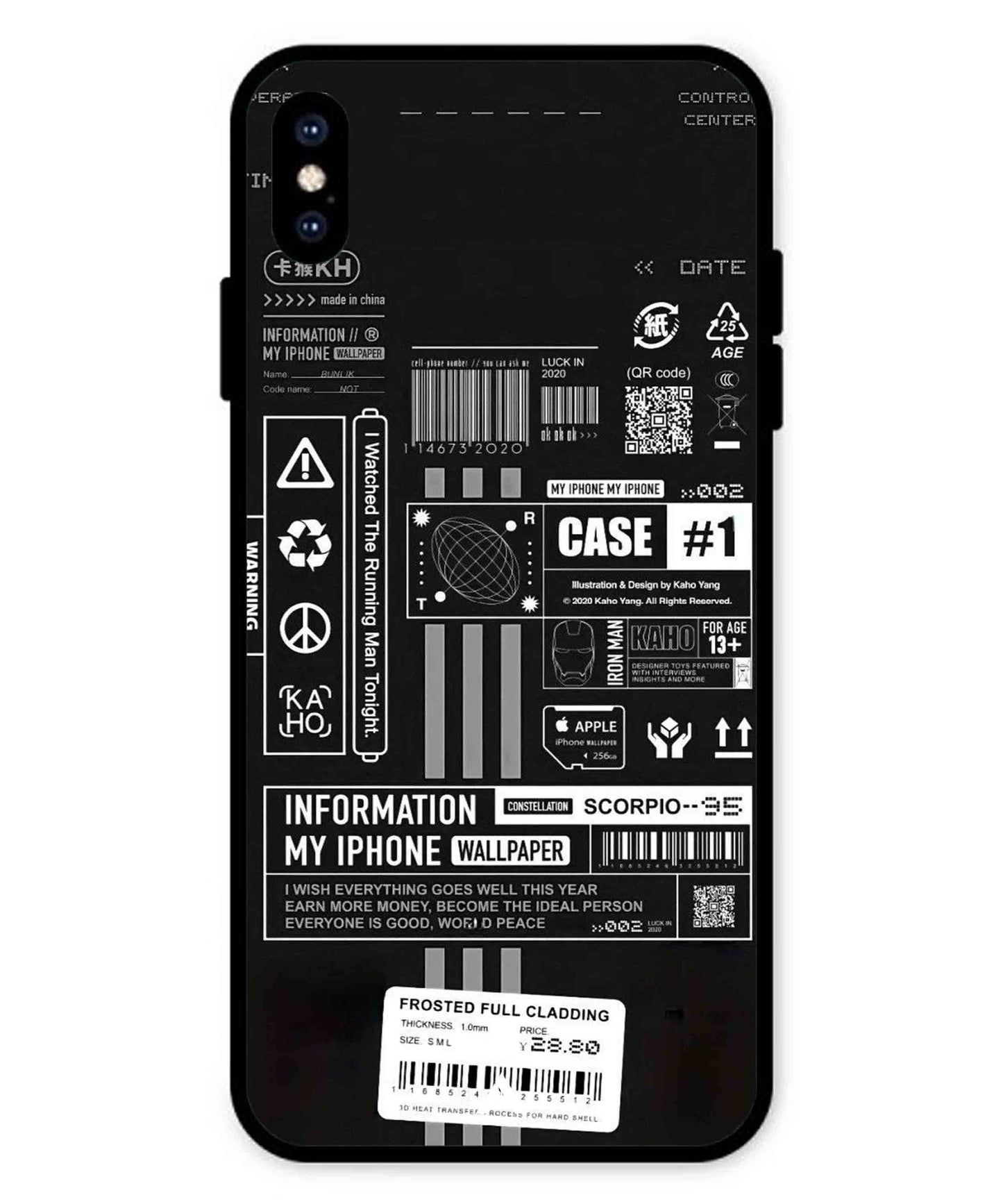 InfoGraph Aesthetic Metal Back Cover Phone Case for iPhone Xs Max
