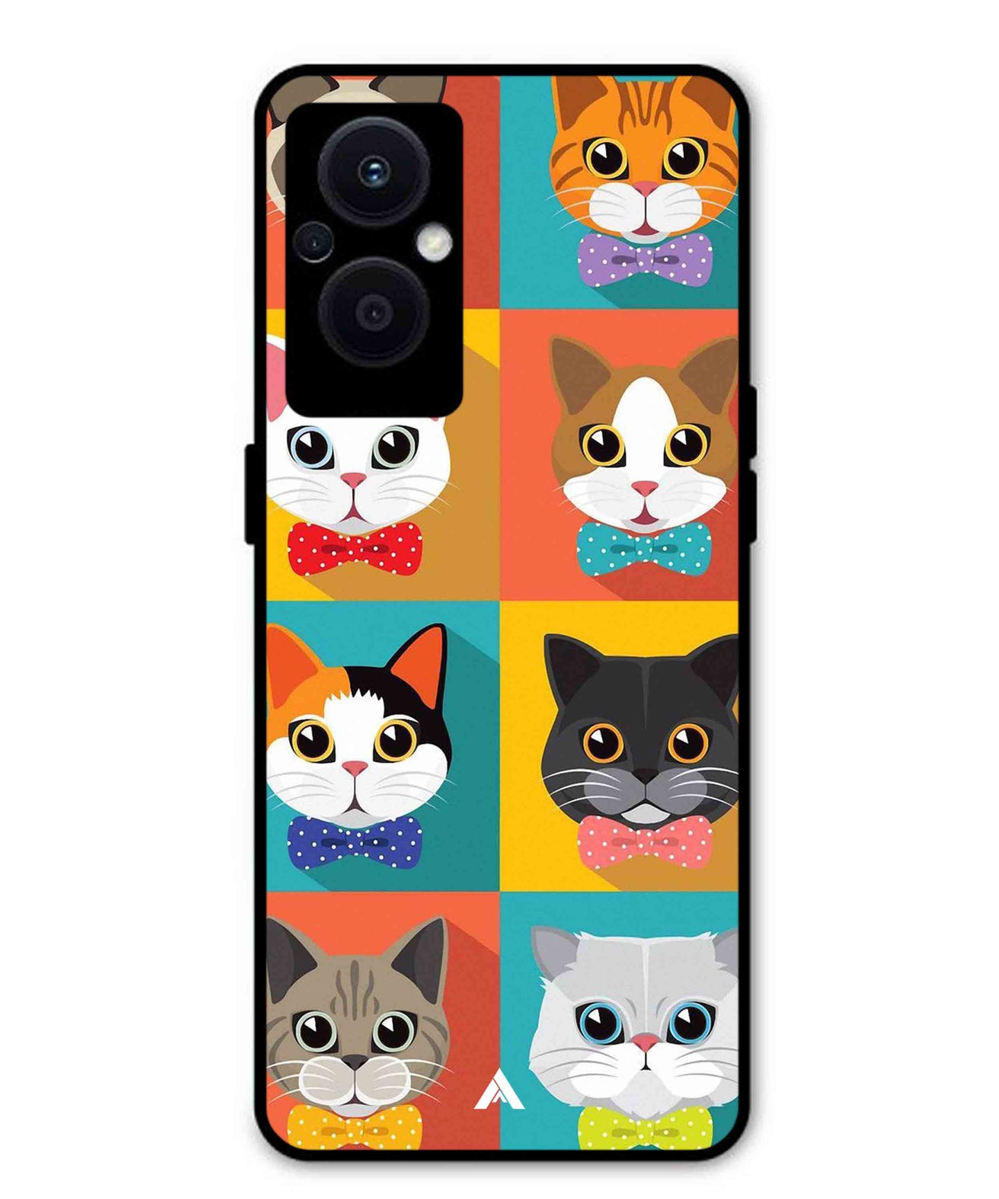 Kitties Metal Back Cover Phone Case for Oppo F21 Pro 5G