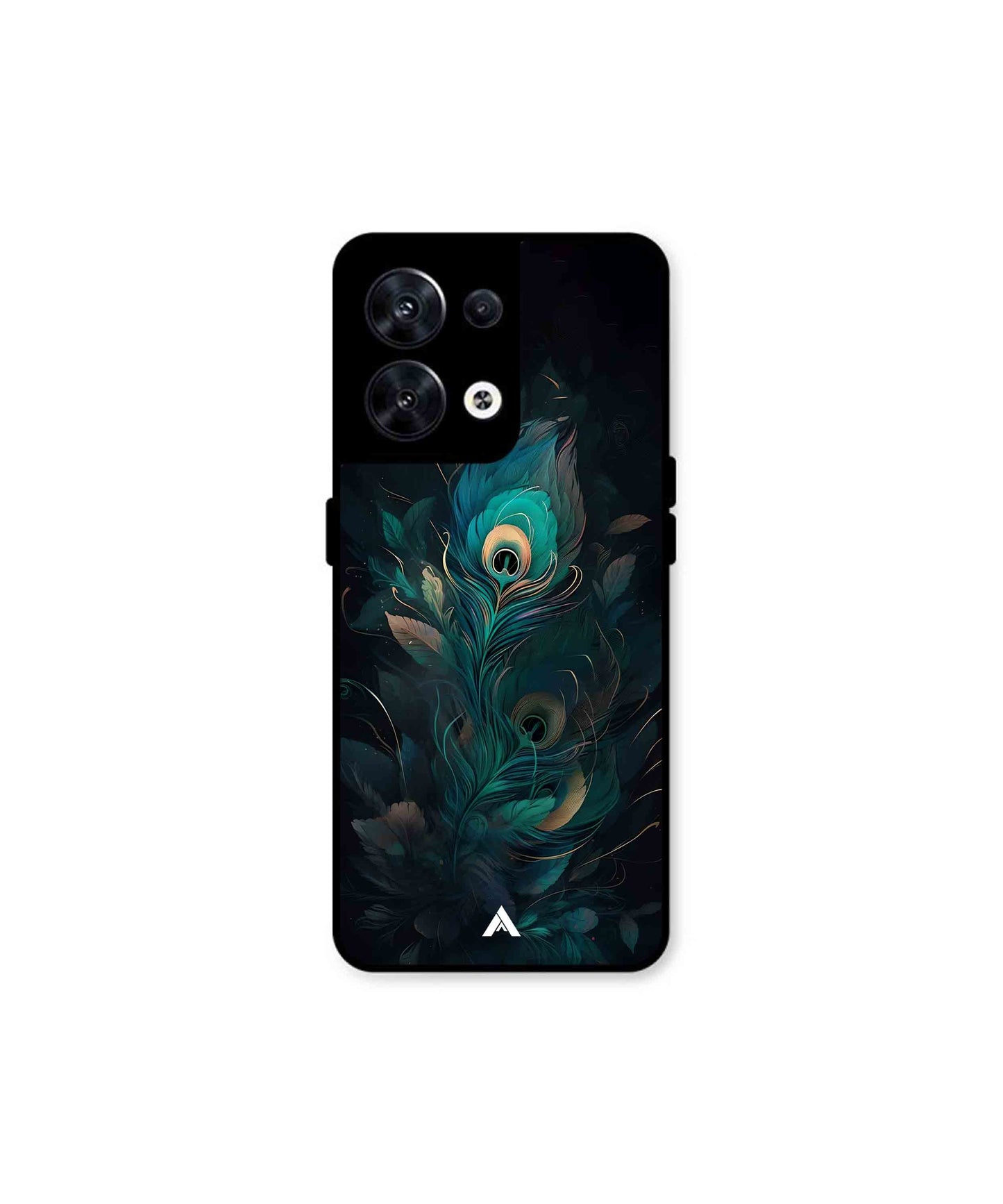 Krishna Mor Punkh Metal Back Cover Phone Case for Oppo Reno 8