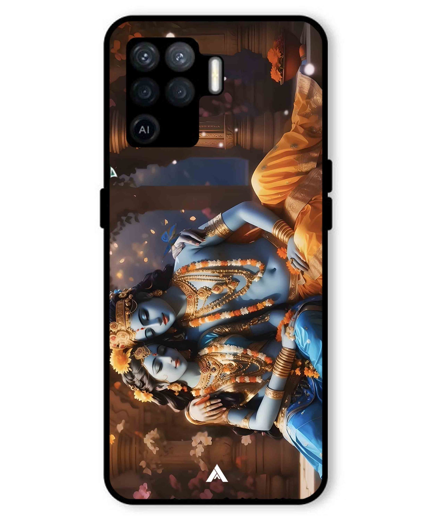 Krishna Radha Metal Back Cover Phone Case for Oppo F19 Pro