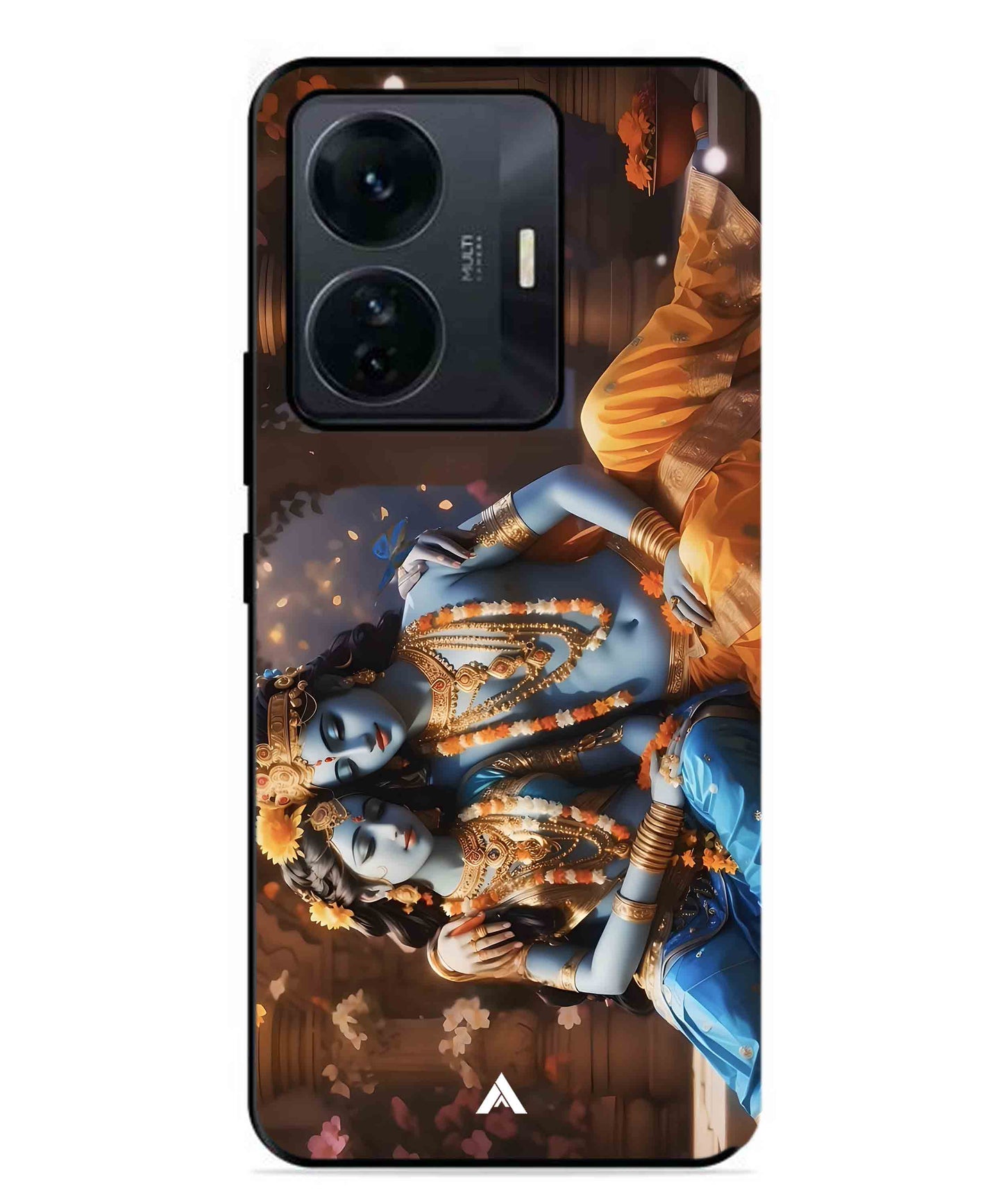 Krishna Radha Metal Back Cover Phone Case for Vivo T1 Pro