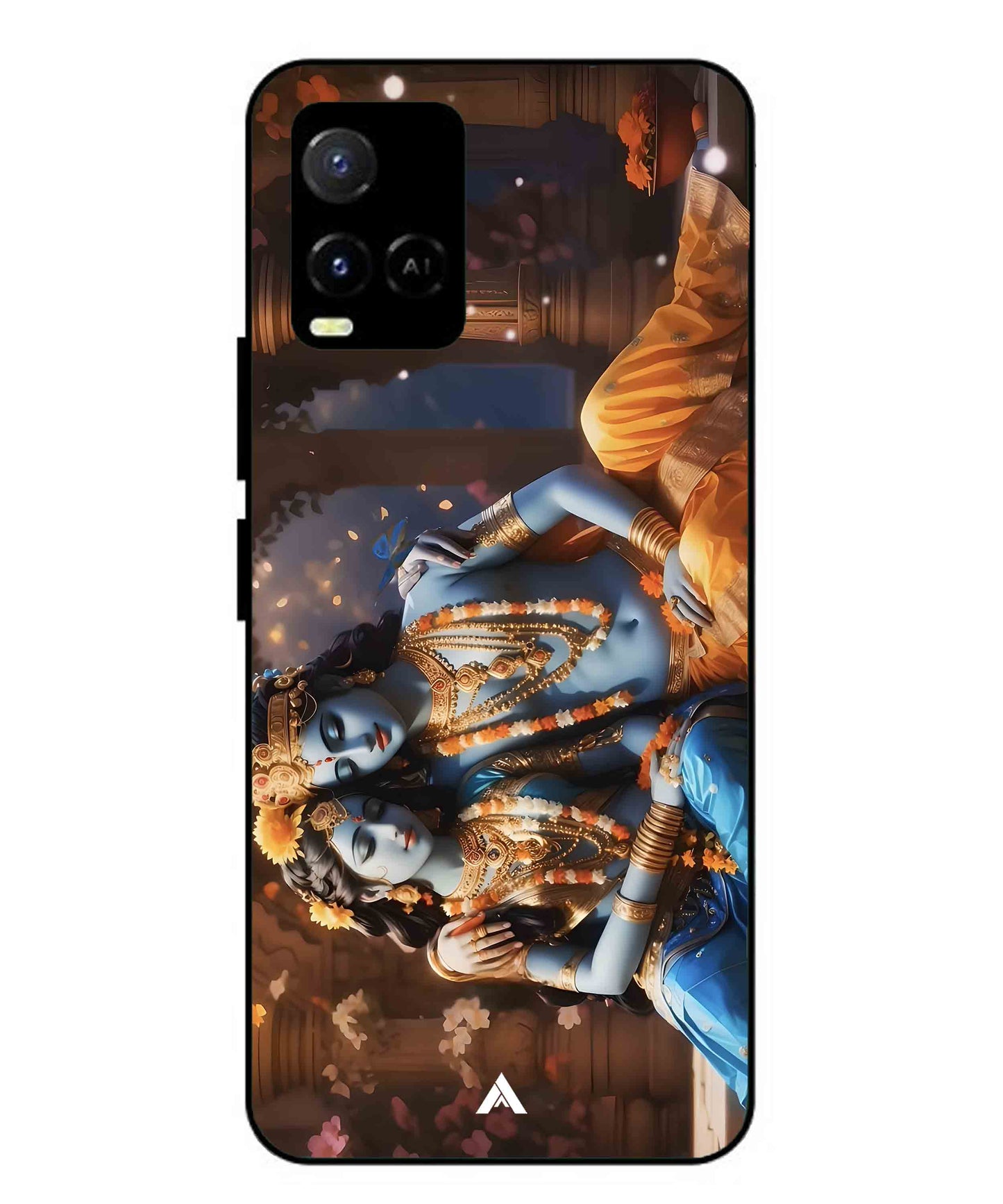 Krishna Radha Metal Back Cover Phone Case for Vivo Y33s
