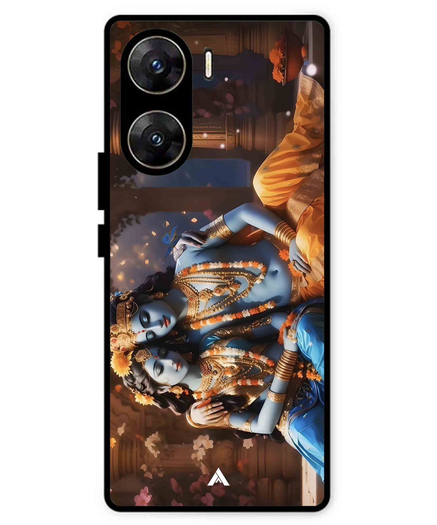 Krishna Radha Metal Back Cover Phone Case for Vivo v29e