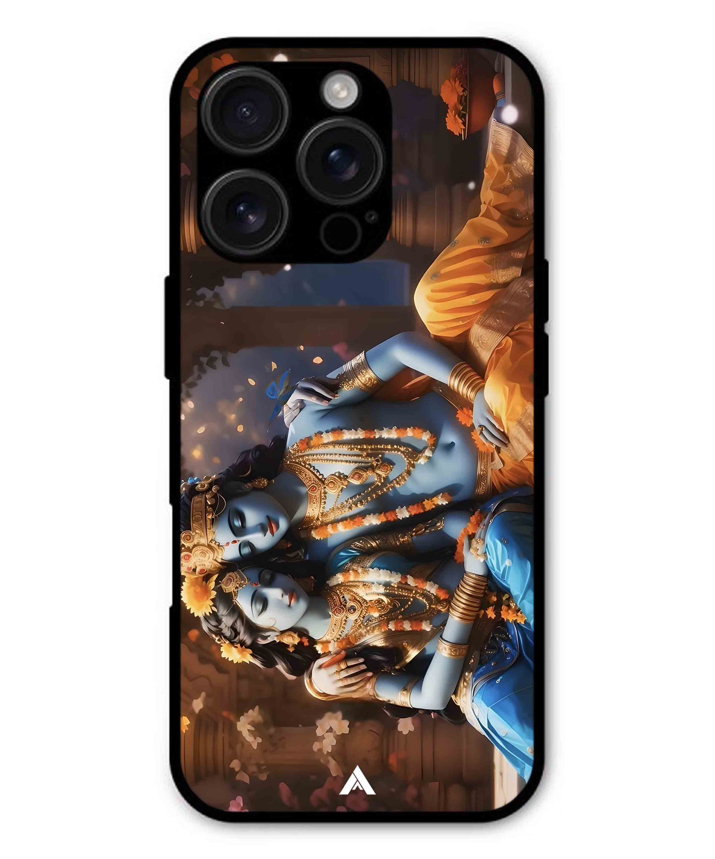 Krishna Radha Metal Back Cover Phone Case for iPhone 14 Pro