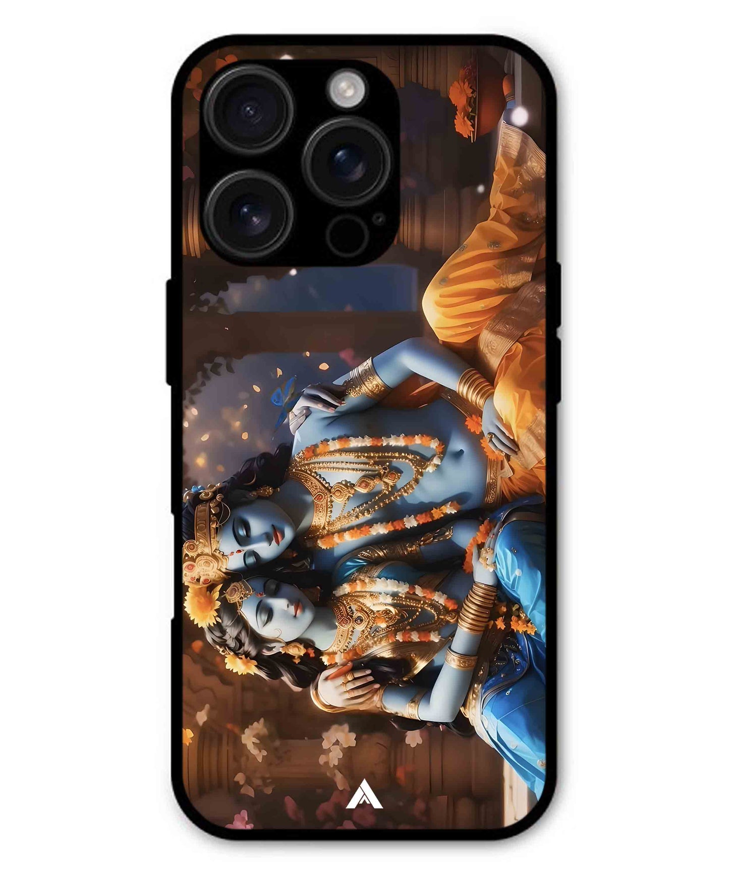 Krishna Radha Metal Back Cover Phone Case for iPhone 15 Pro