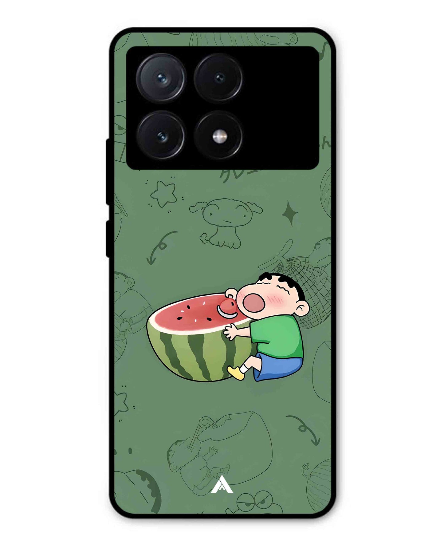 Melon Shinchan Metal Back Cover Phone Case for Poco X6 Pro