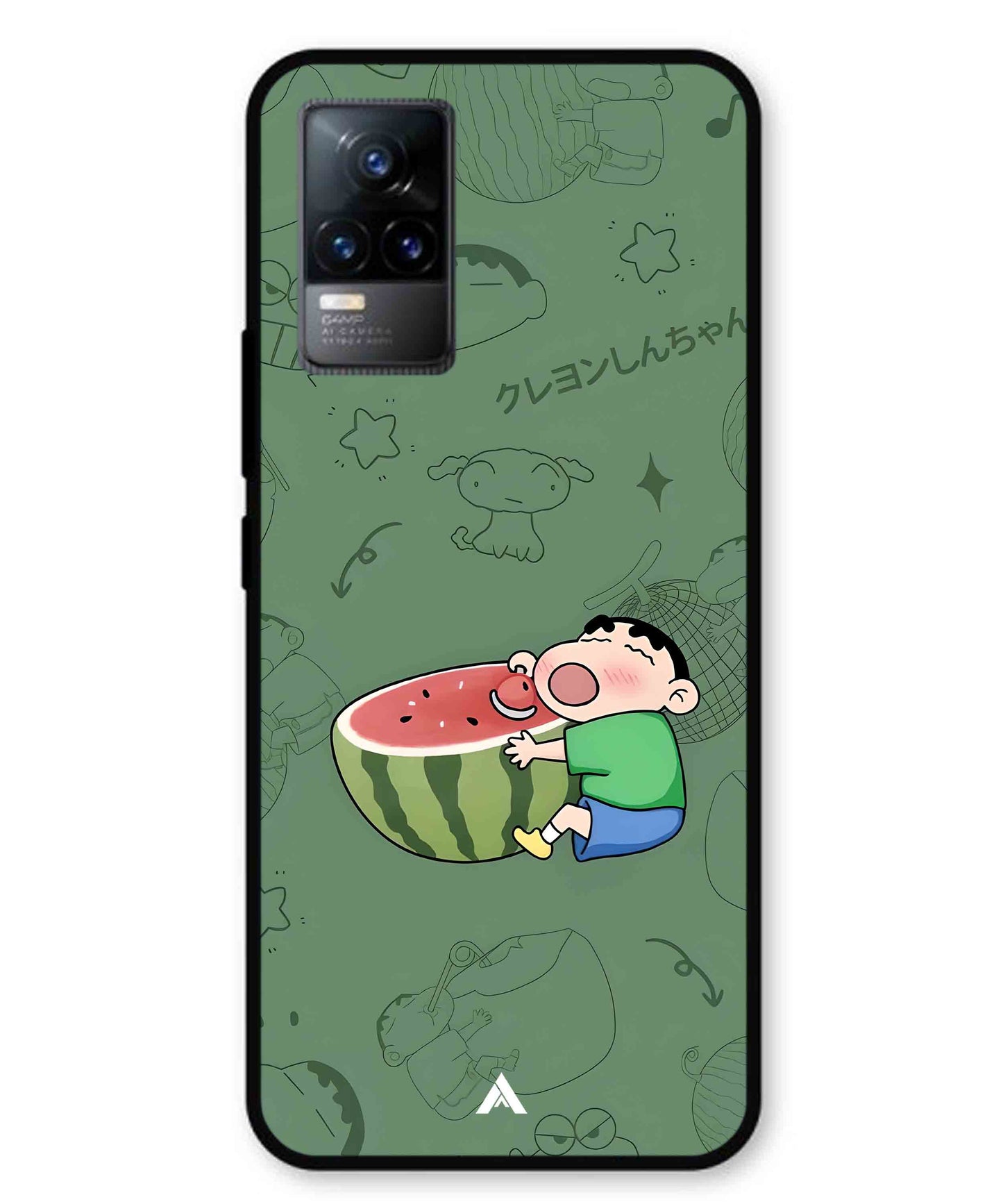 Melon Shinchan Metal Back Cover Phone Case for Vivo v21e 4G