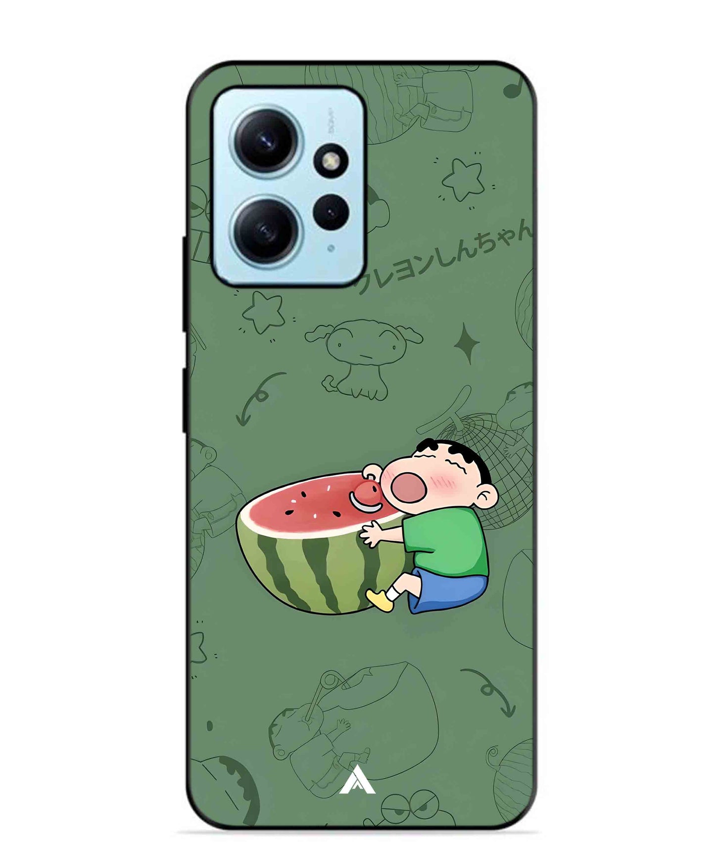 Melon Shinchan Metal Back Cover Phone Case for Xiaomi Redmi Note 12 4G