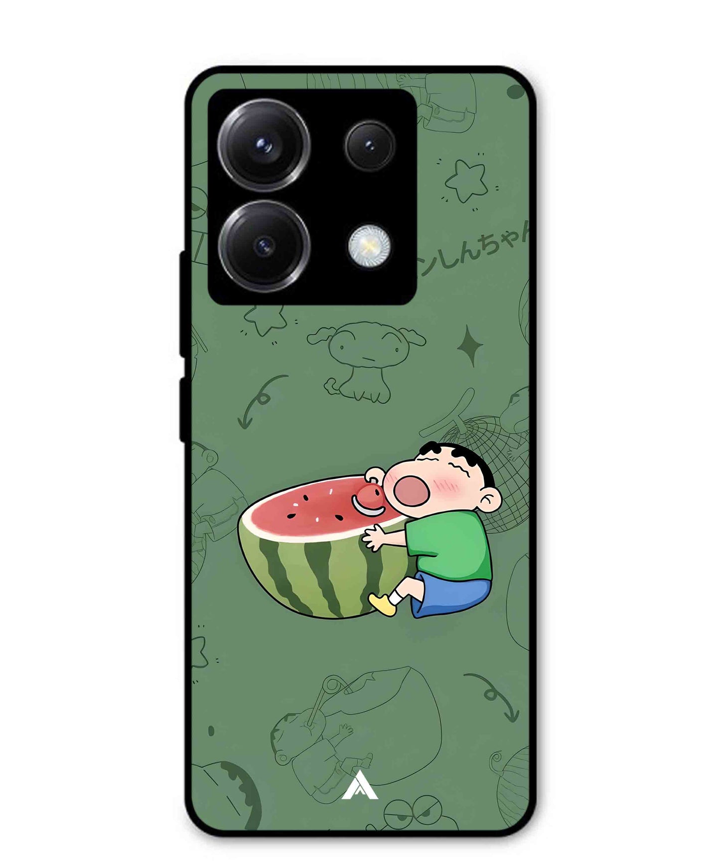 Melon Shinchan Metal Back Cover Phone Case for Xiaomi Redmi Note 13
