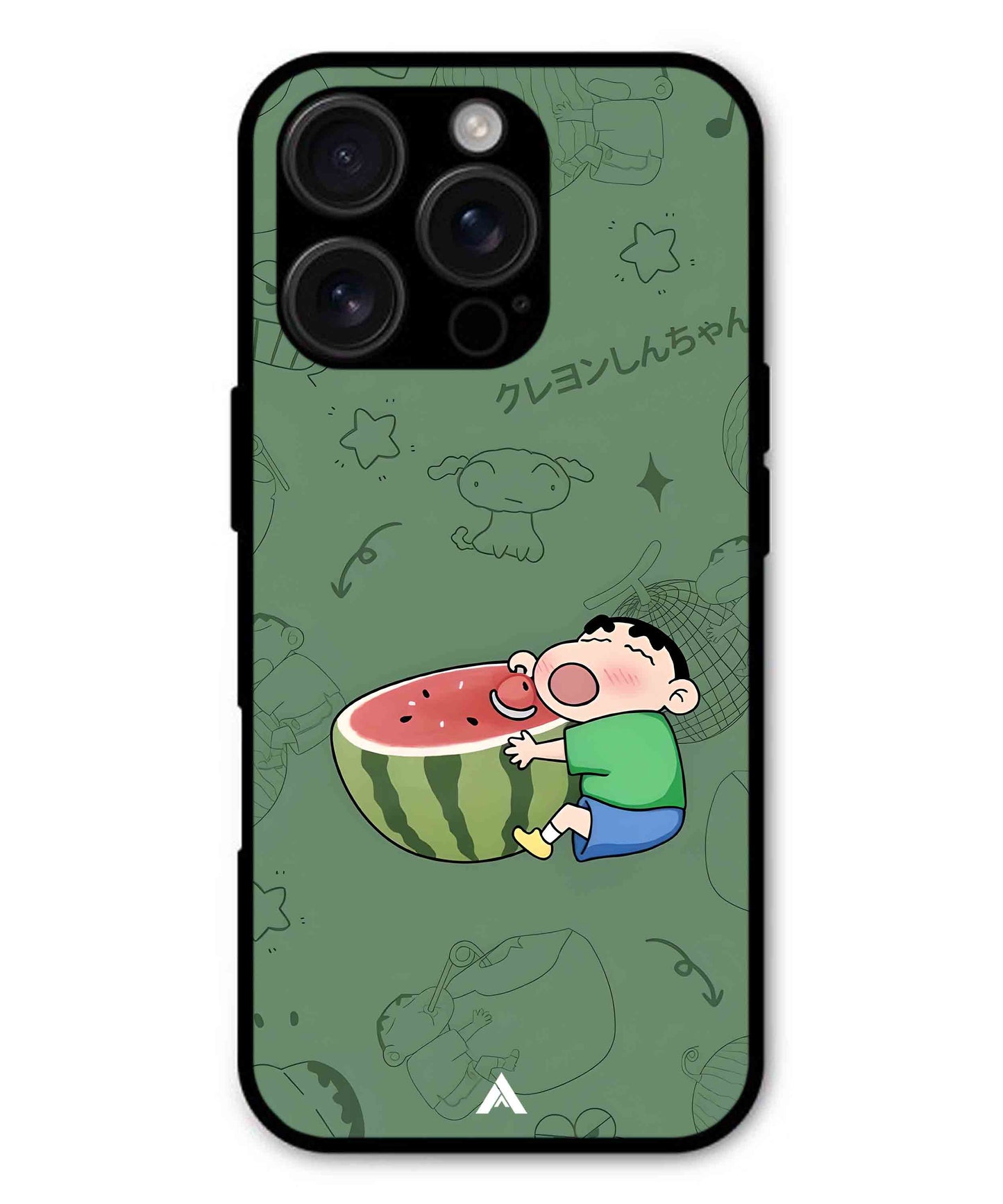 Melon Shinchan Metal Back Cover Phone Case for iPhone 14 Pro