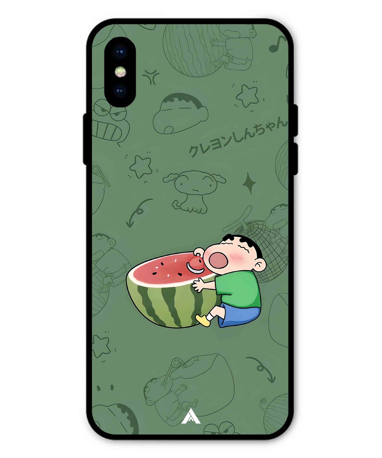 Melon Shinchan Metal Back Cover Phone Case for iPhone Xs