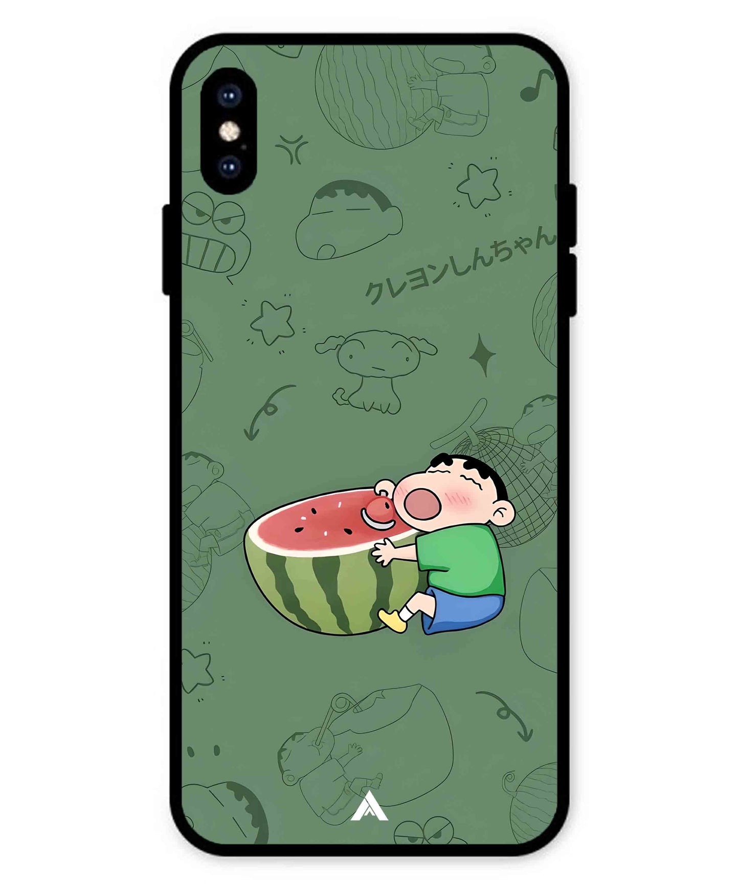 Melon Shinchan Metal Back Cover Phone Case for iPhone Xs Max