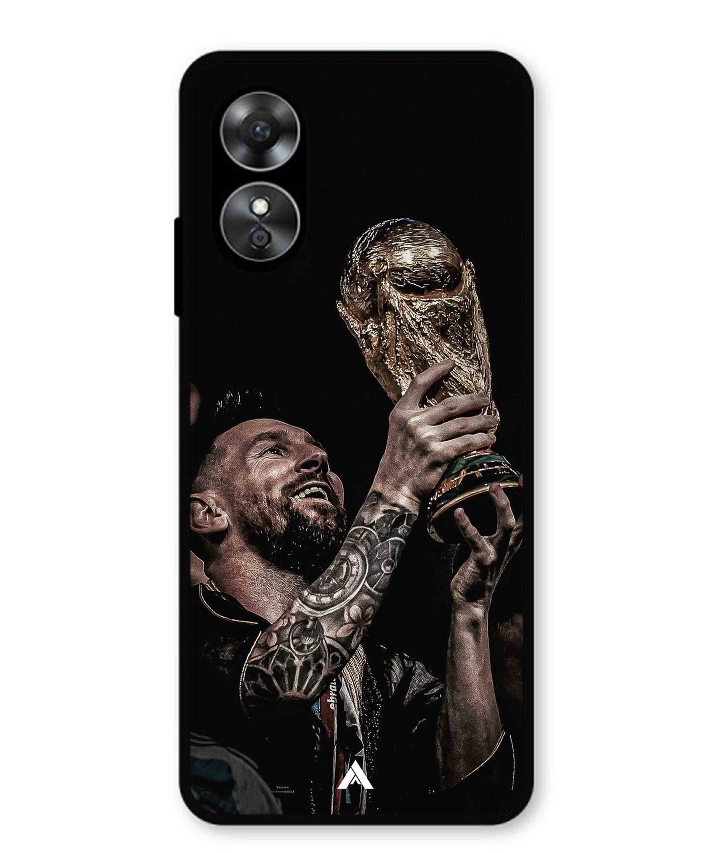 Messi Cup Football Aesthetic Metal Back Cover Phone Case for Oppo A17